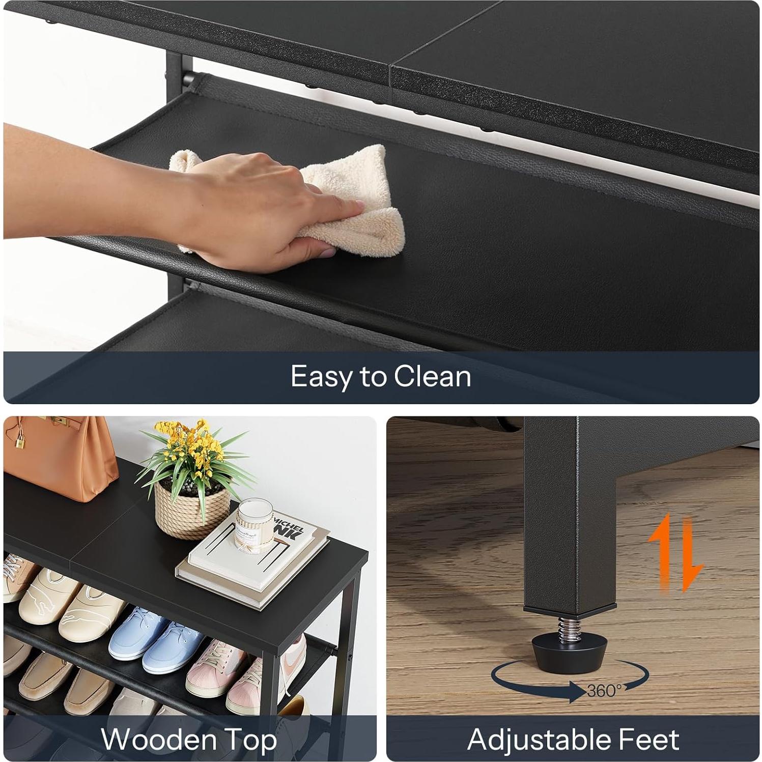 Estante para Zapatos HOOBRO 4 Niveles Negro Organizador