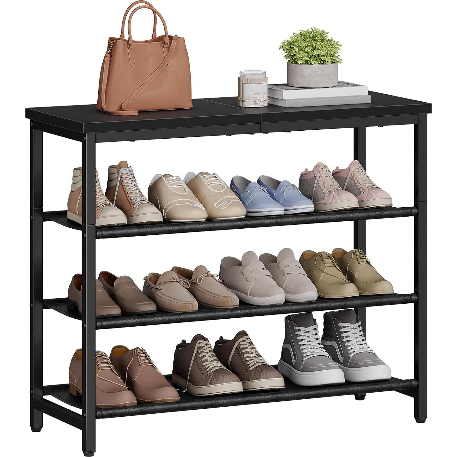 Estante para Zapatos HOOBRO 4 Niveles Negro Organizador