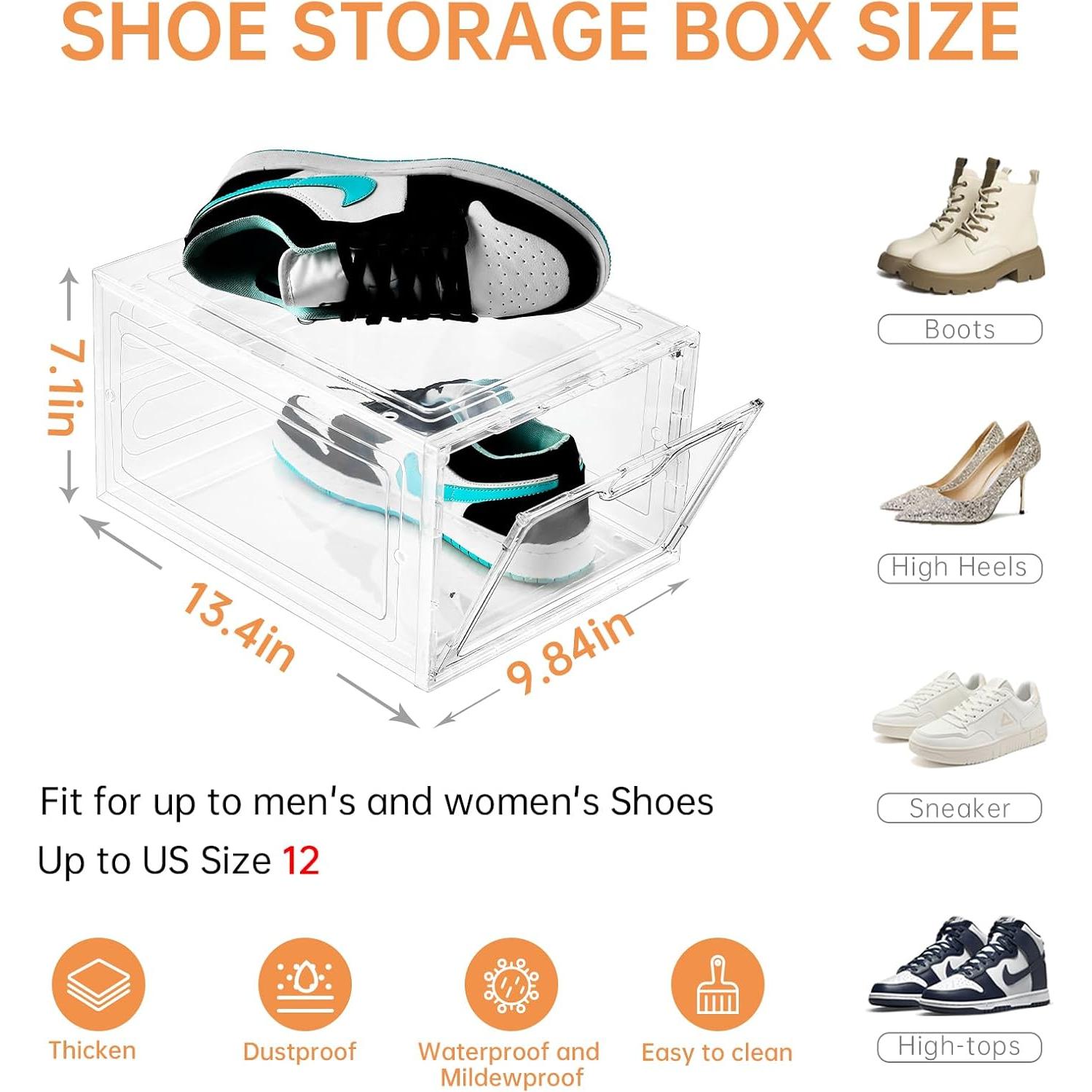 Paquete de 6 cajas de almacenamiento de zapatos INSTY 12L