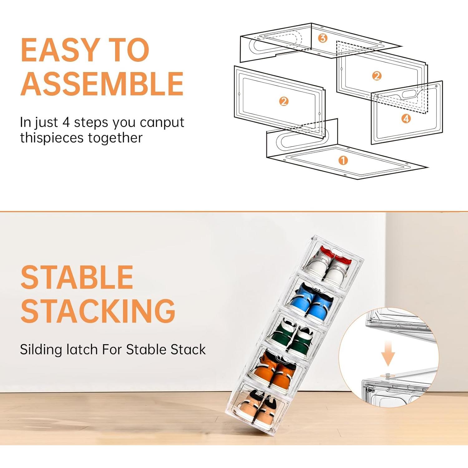 Paquete de 6 cajas de almacenamiento de zapatos INSTY 12L