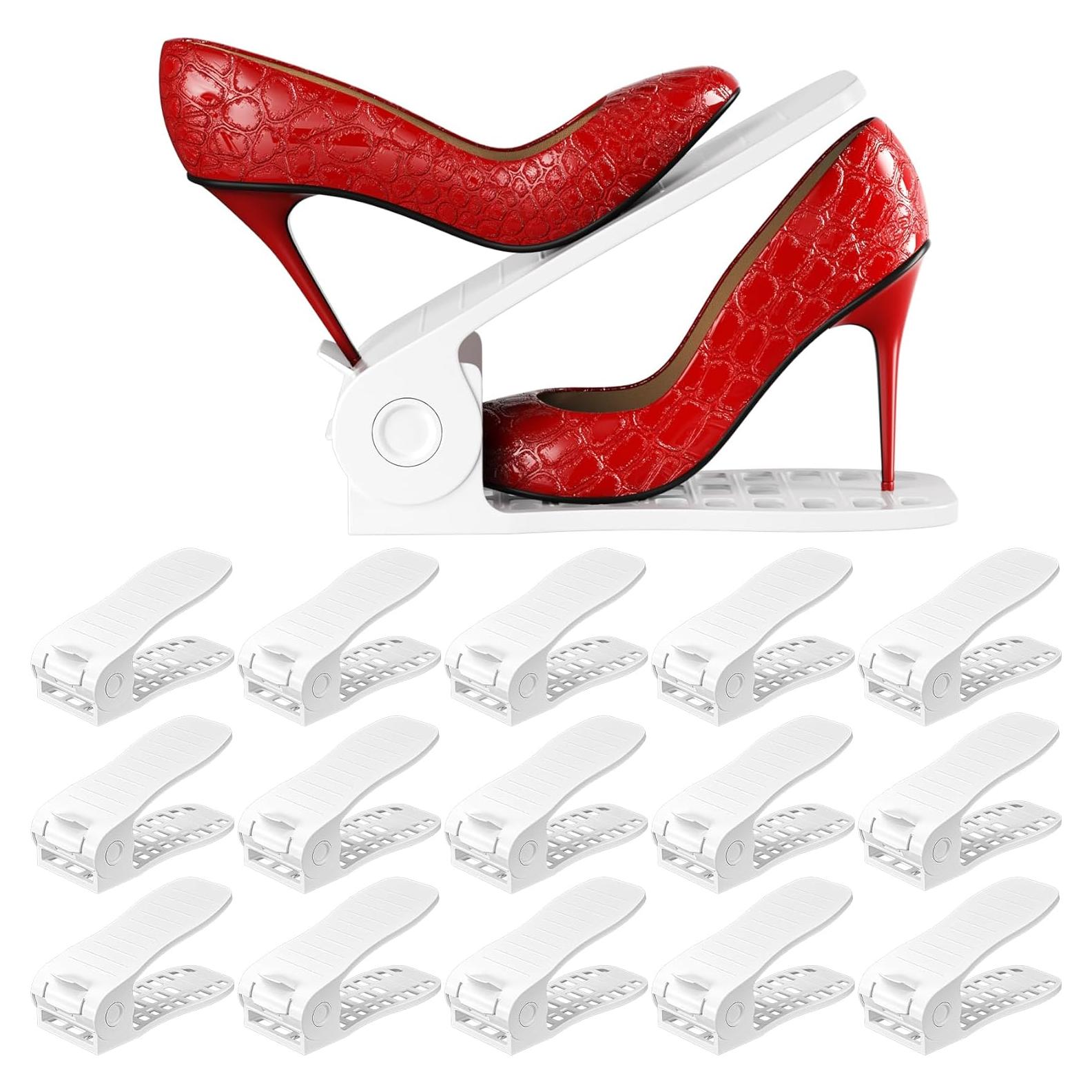 Organizador de Zapatos Neprock Blanco, Paquete de 16, Ahorra Espacio