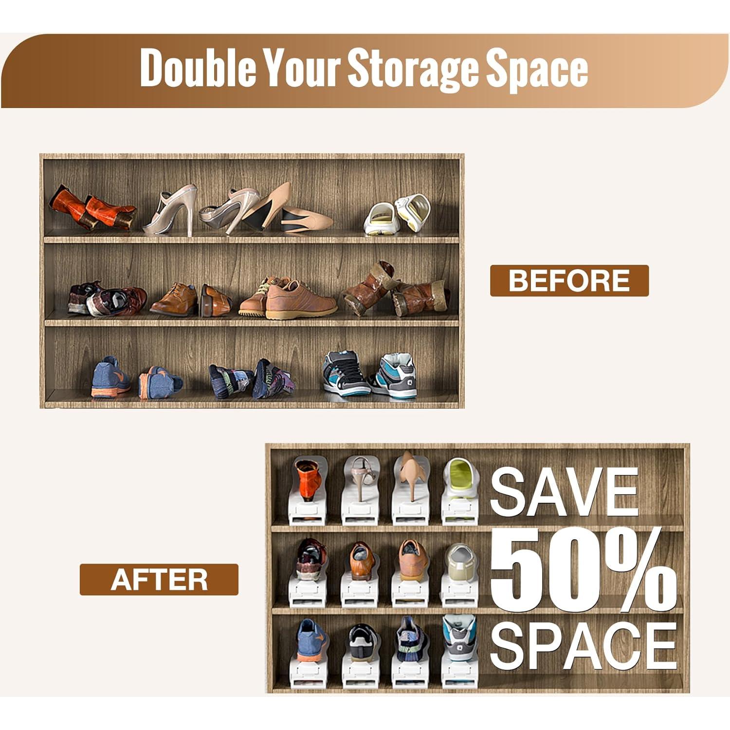 Organizador de Zapatos Neprock Blanco, Paquete de 16, Ahorra Espacio