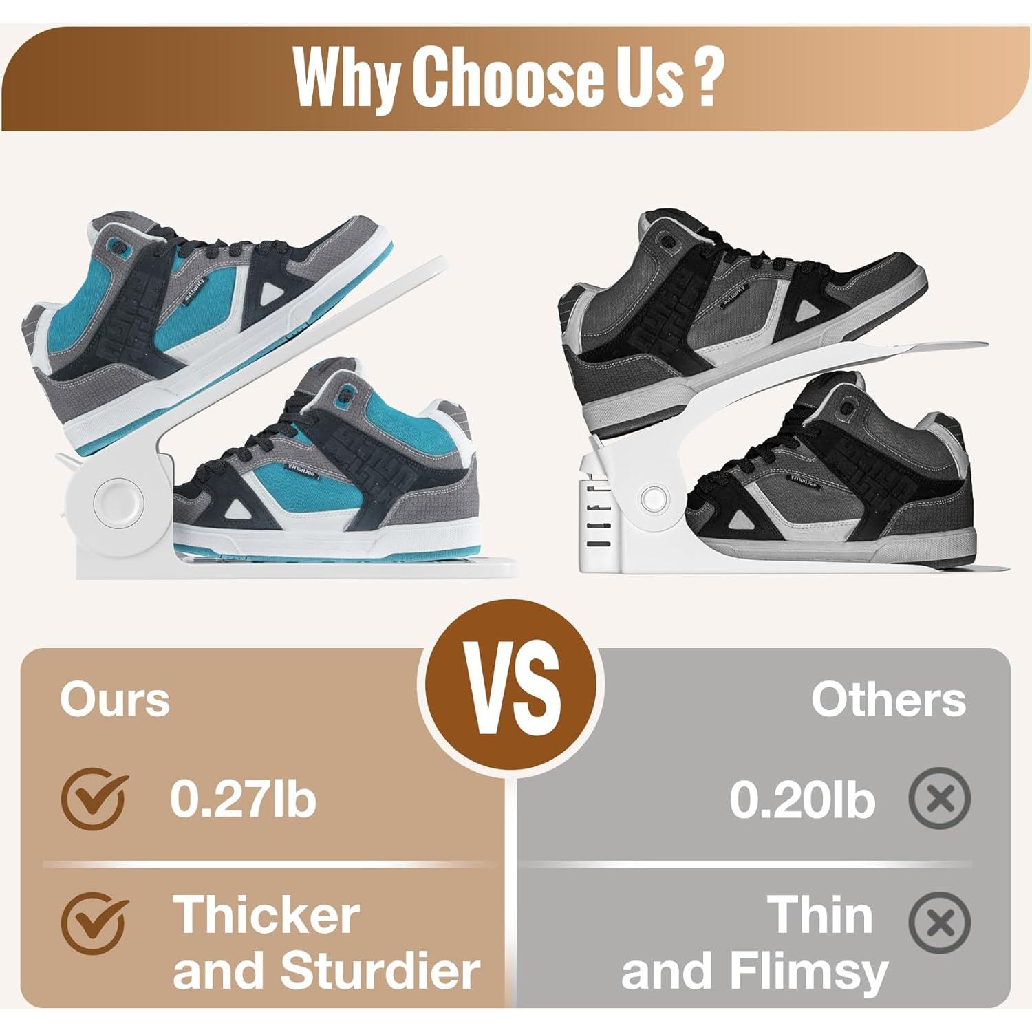 Organizador de Zapatos Neprock Blanco, Paquete de 16, Ahorra Espacio