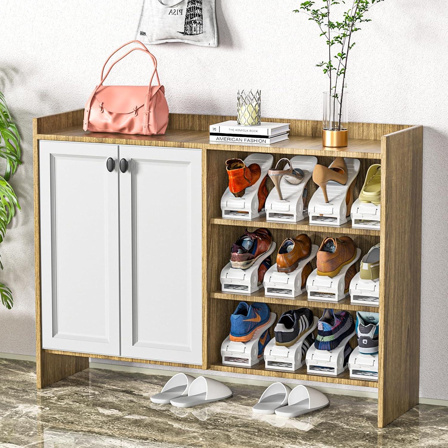 Organizador de Zapatos Neprock Blanco, Paquete de 16, Ahorra Espacio