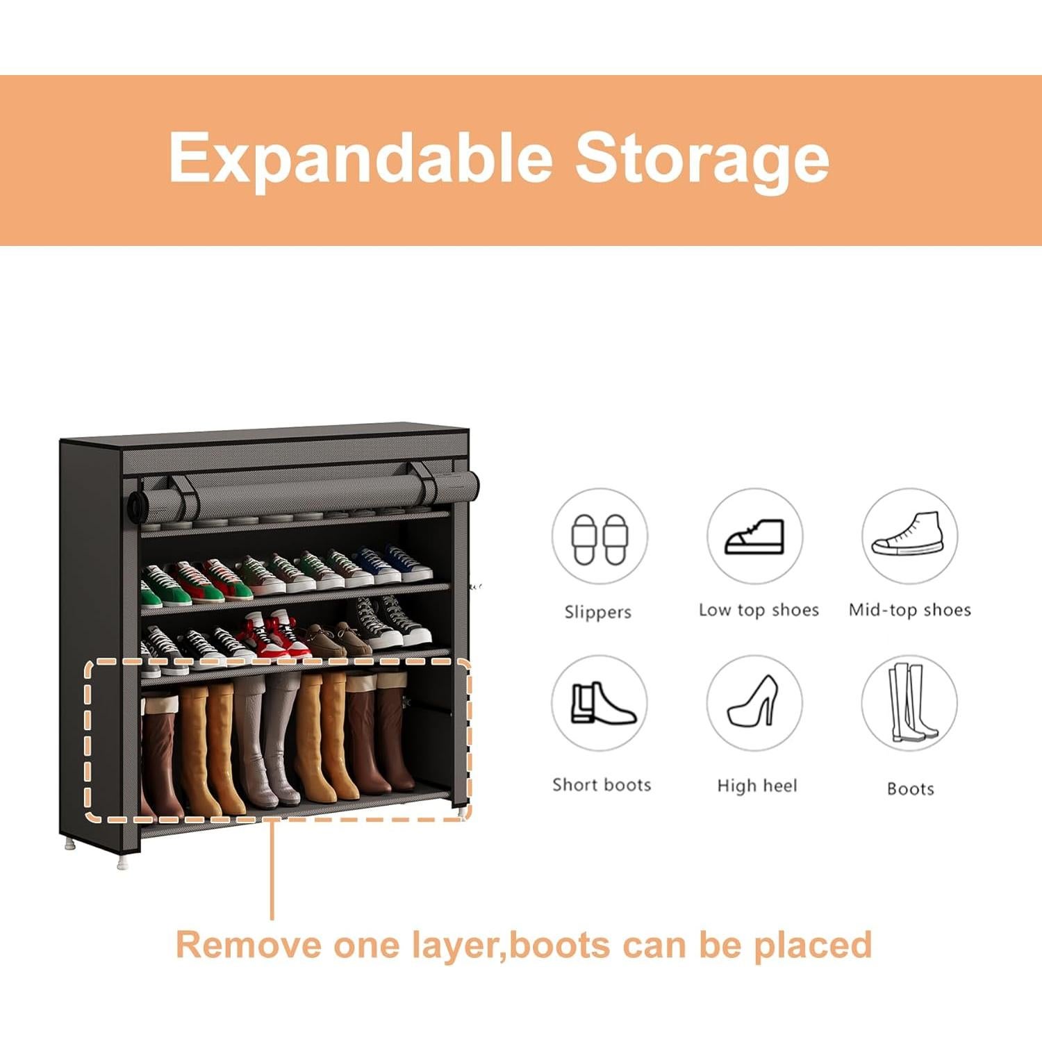 Organizador de Zapatos Calmootey 5 Niveles 25 Pares Gris