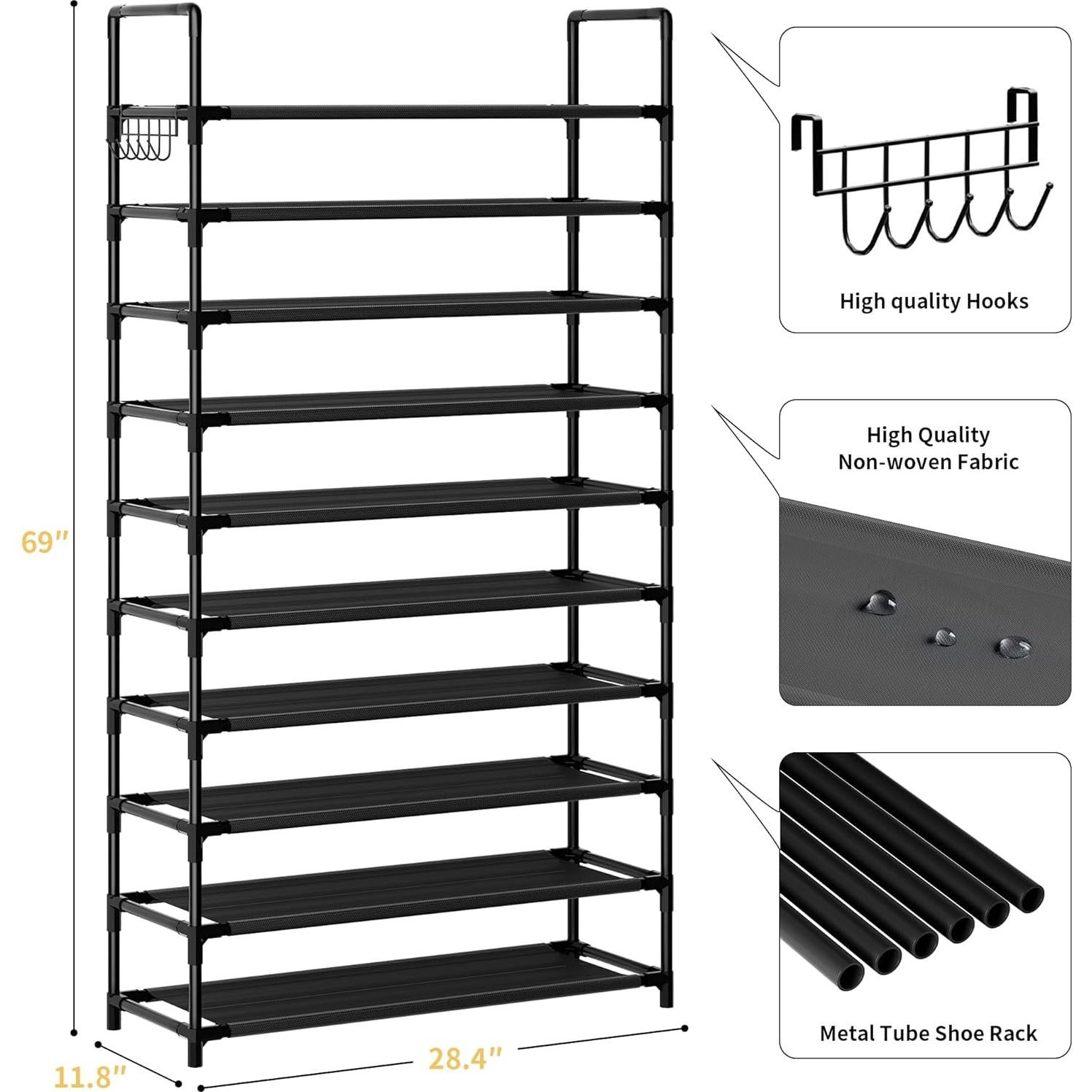 Estante para zapatos SRRSO de 10 niveles, metal, 40-45 pares
