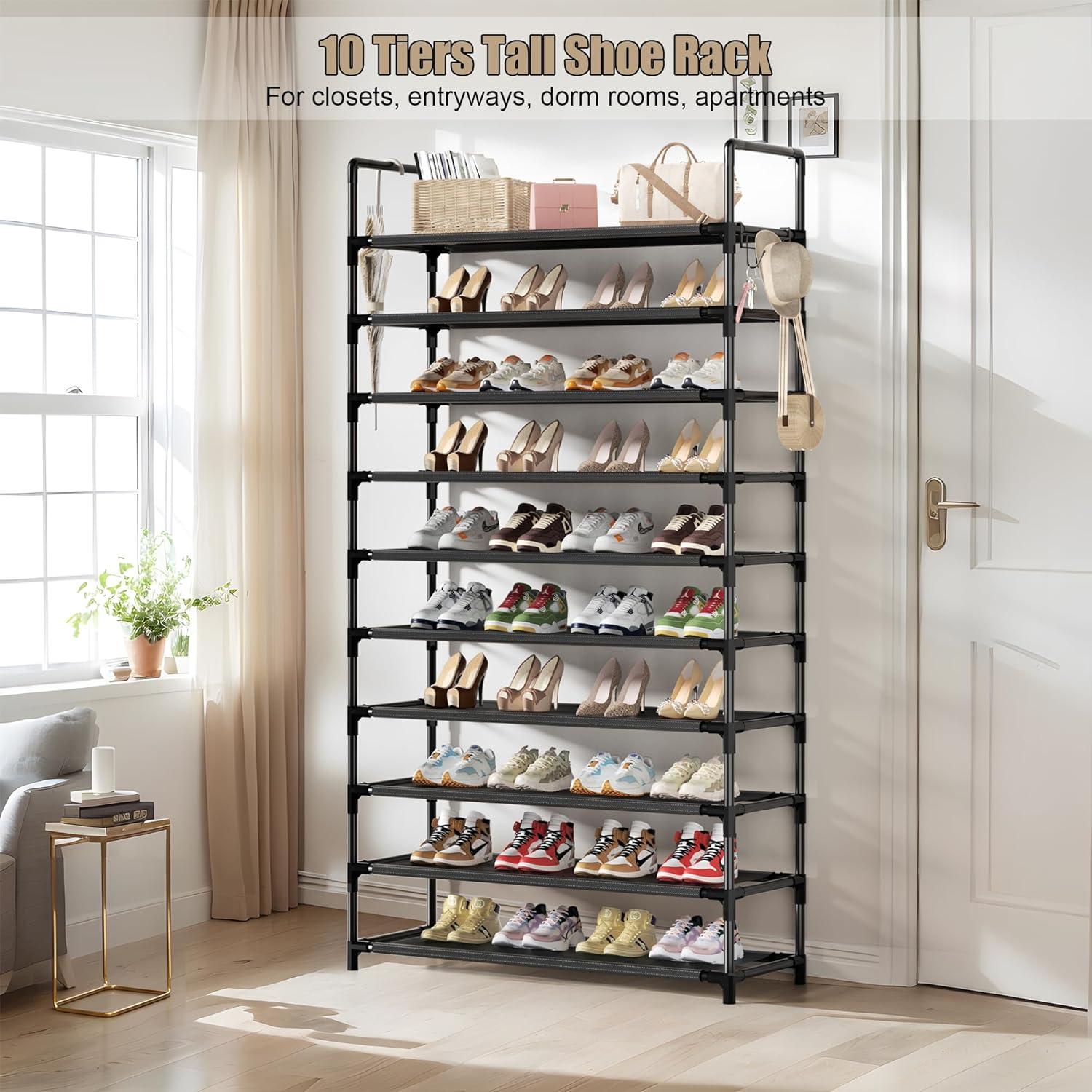 Estante para zapatos SRRSO de 10 niveles, metal, 40-45 pares