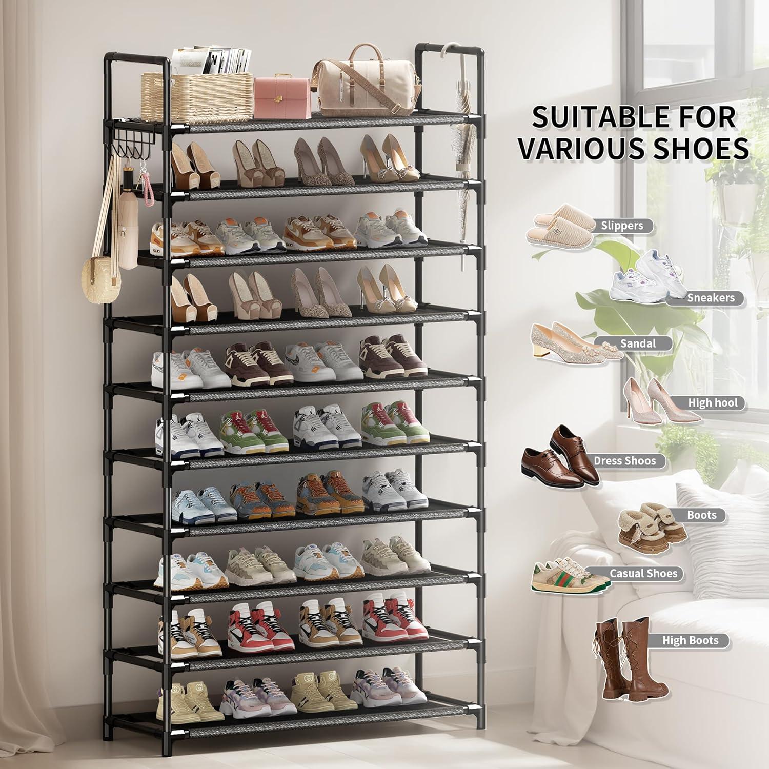 Estante para zapatos SRRSO de 10 niveles, metal, 40-45 pares