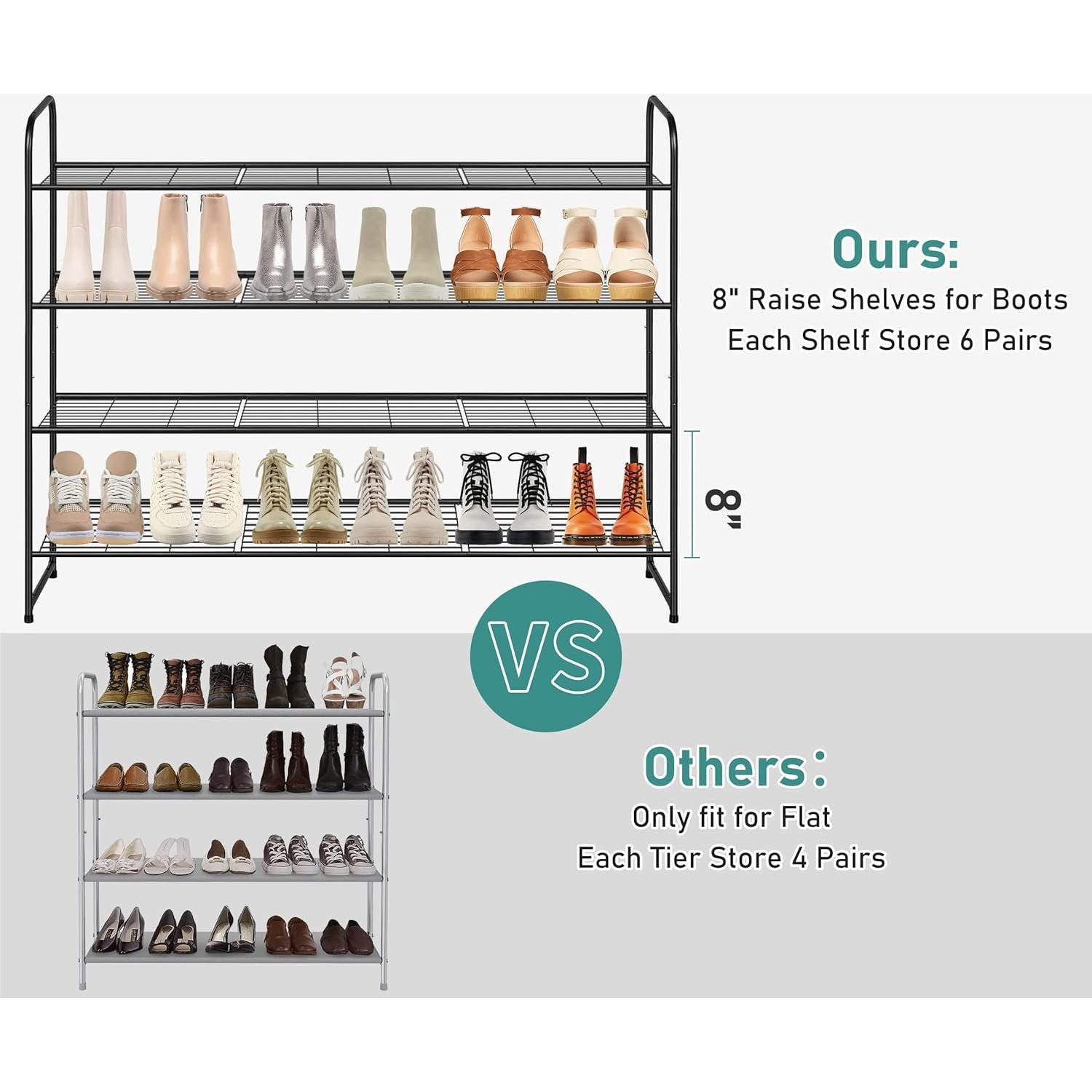 Estante Organizador de Zapatos CORDERITO DURMIENTE 4 Niveles Negro