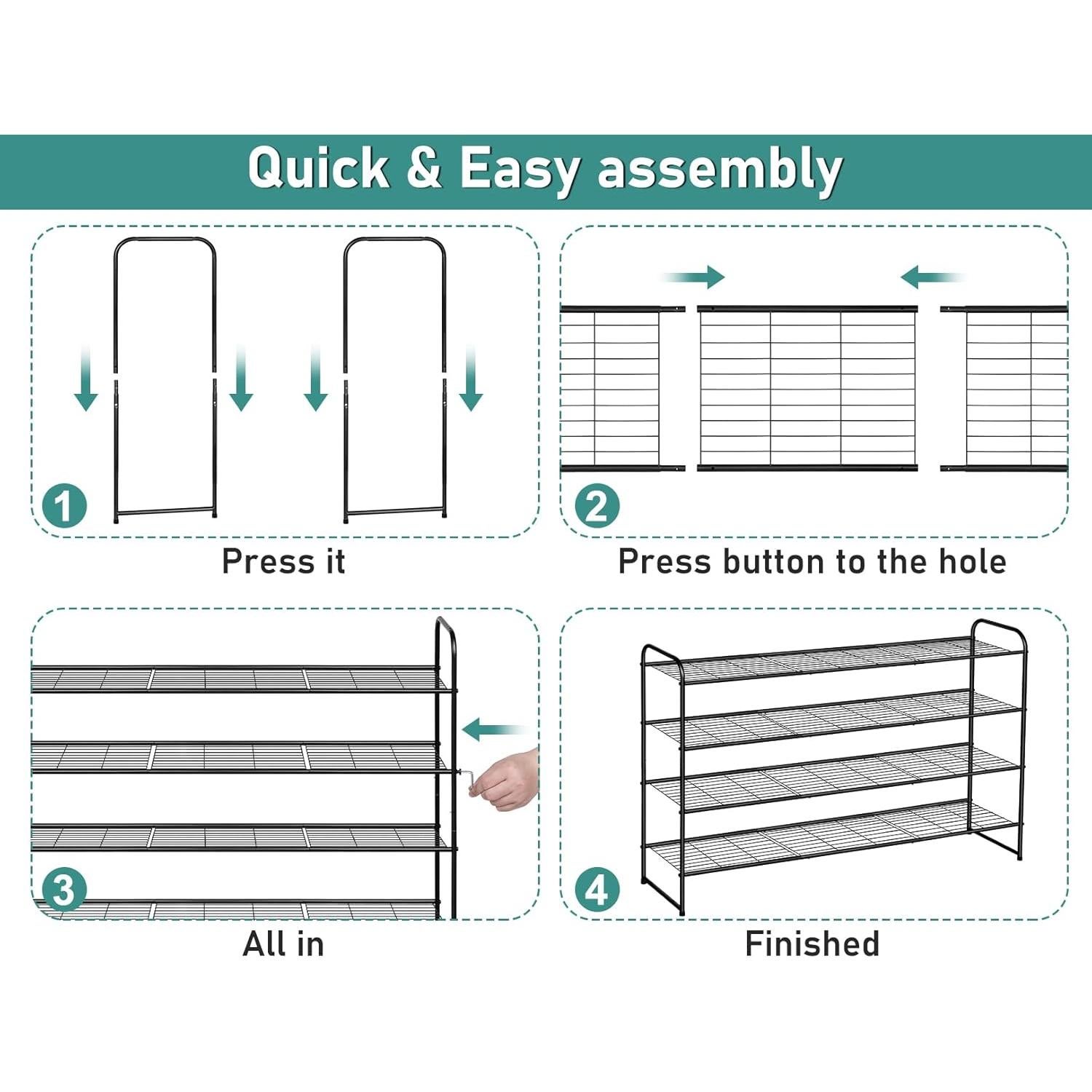 Estante Organizador de Zapatos CORDERITO DURMIENTE 4 Niveles Negro