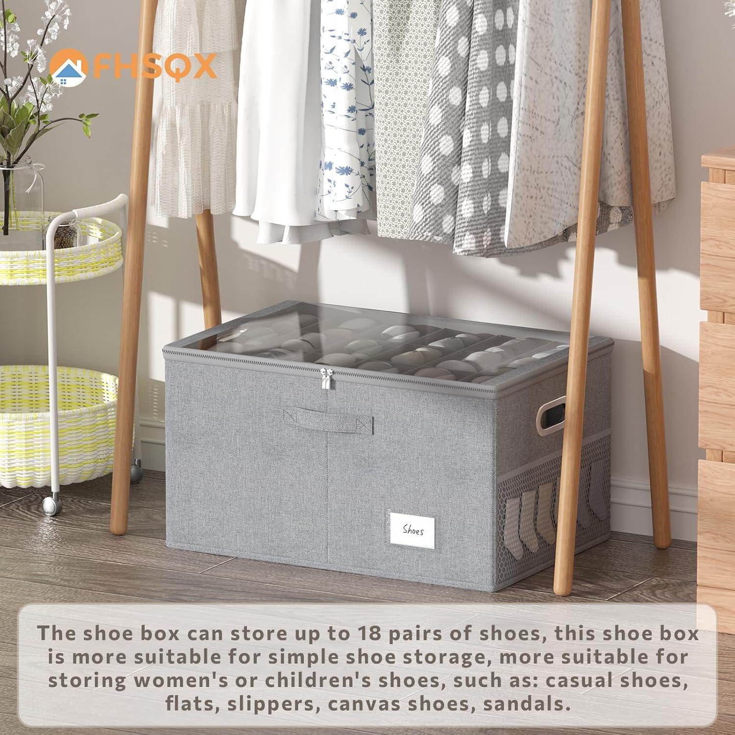 Organizador de Zapatos FHSQX para 18 Pares, Gris, Plegable