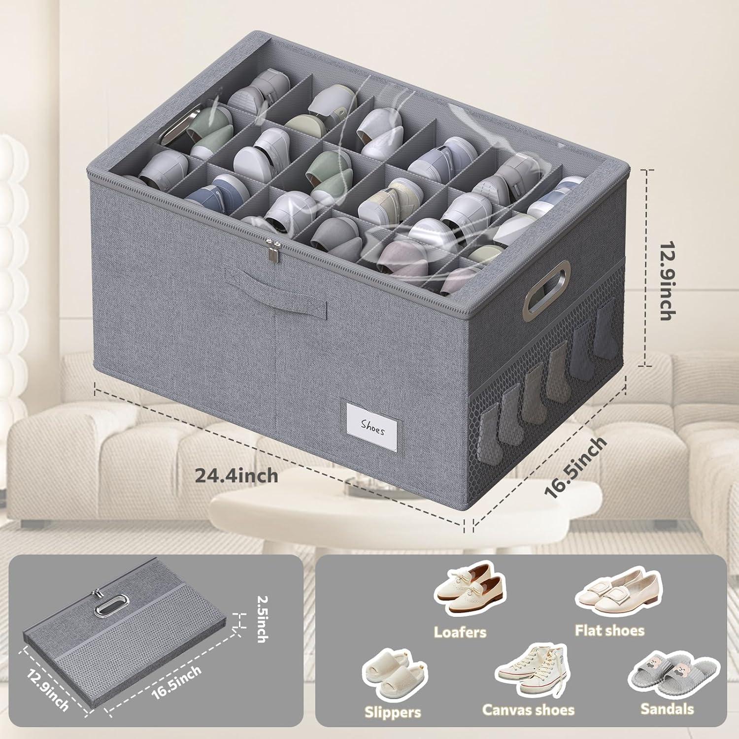 Organizador de Zapatos FHSQX para 18 Pares, Gris, Plegable