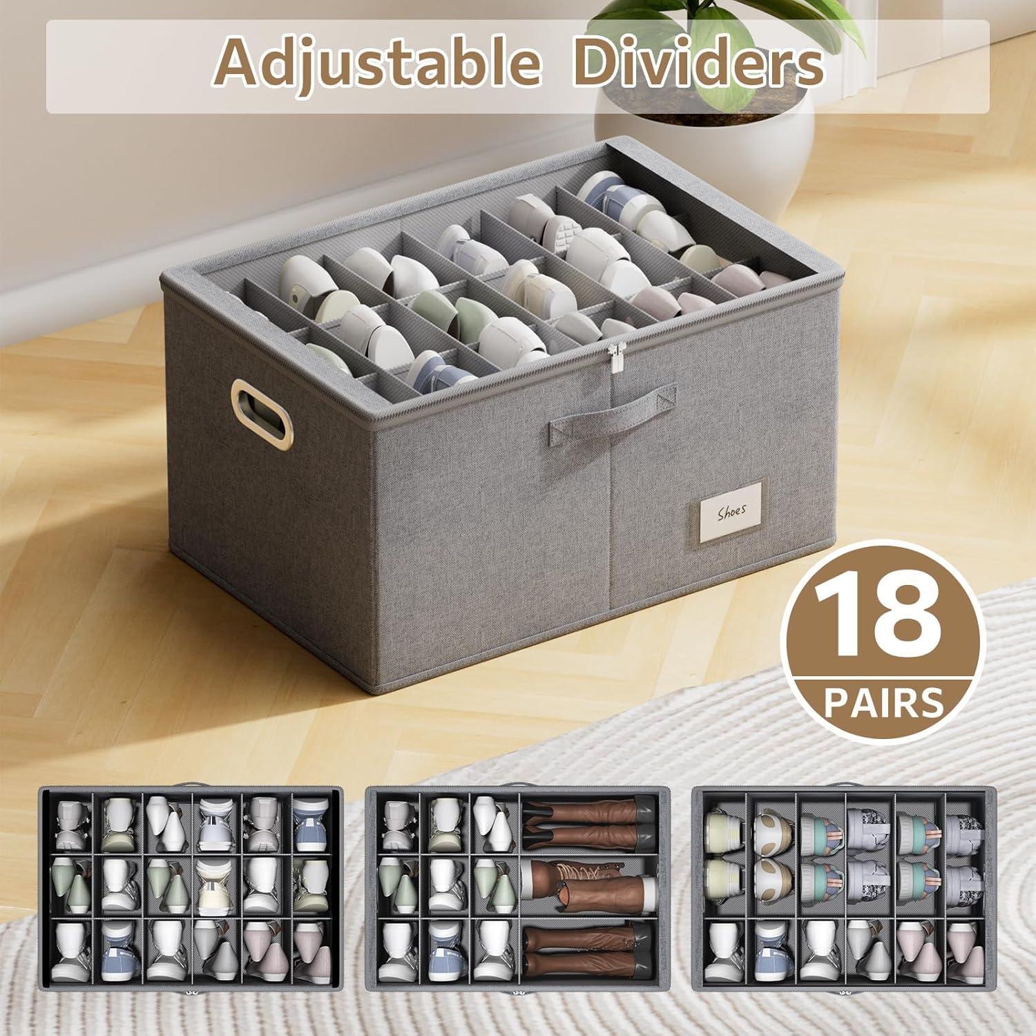 Organizador de Zapatos FHSQX para 18 Pares, Gris, Plegable