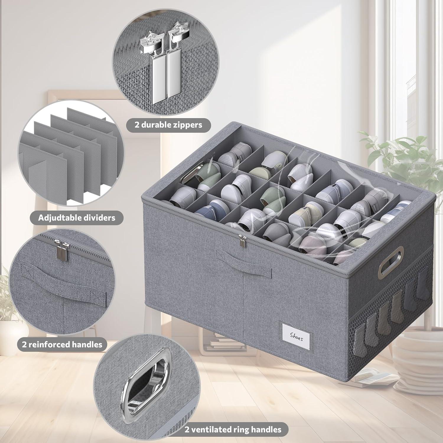 Organizador de Zapatos FHSQX para 18 Pares, Gris, Plegable