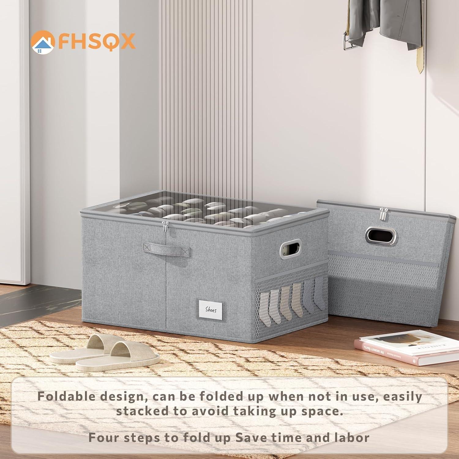 Organizador de Zapatos FHSQX para 18 Pares, Gris, Plegable
