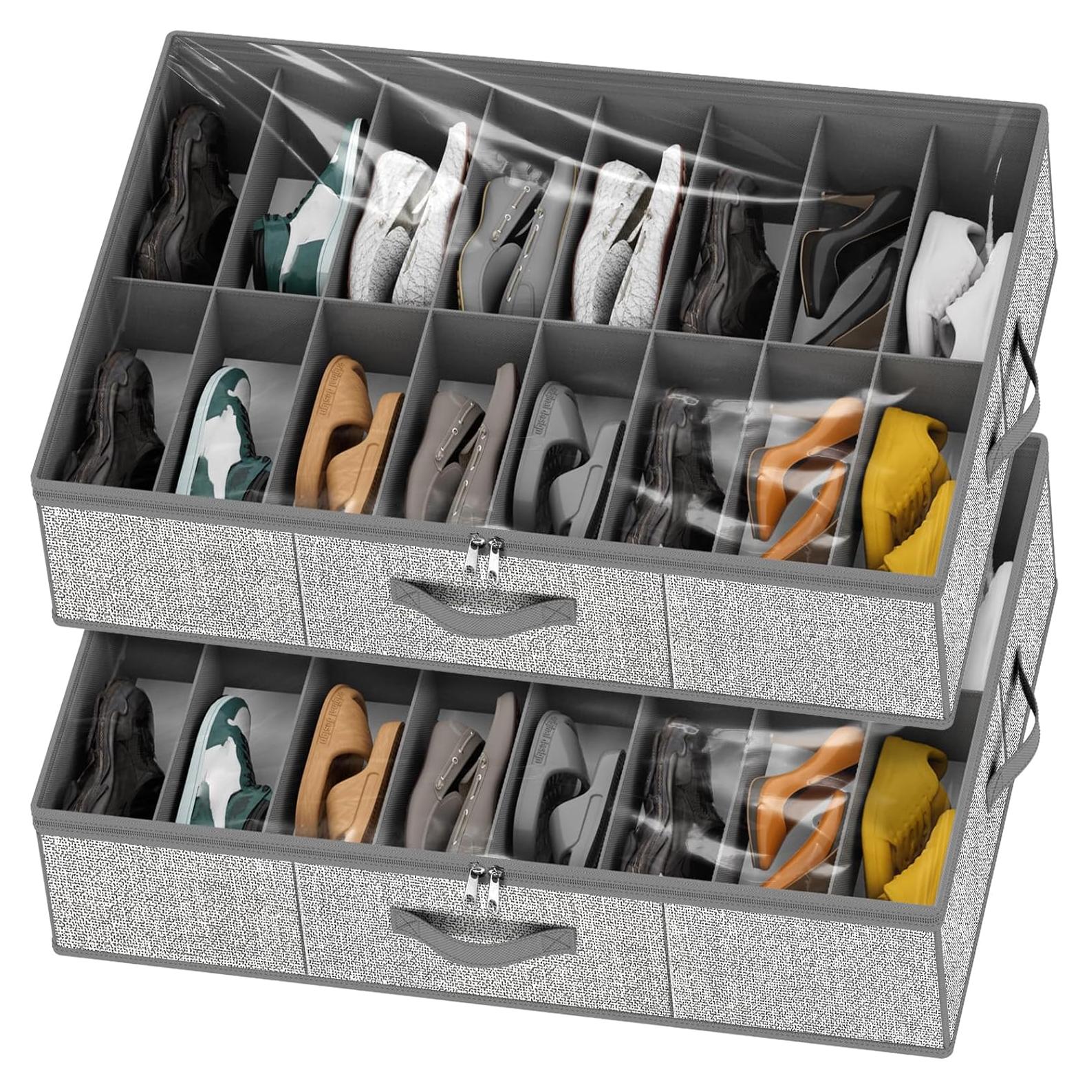 Organizador de Zapatos Homyfort para 32 Pares Gris Set de 2