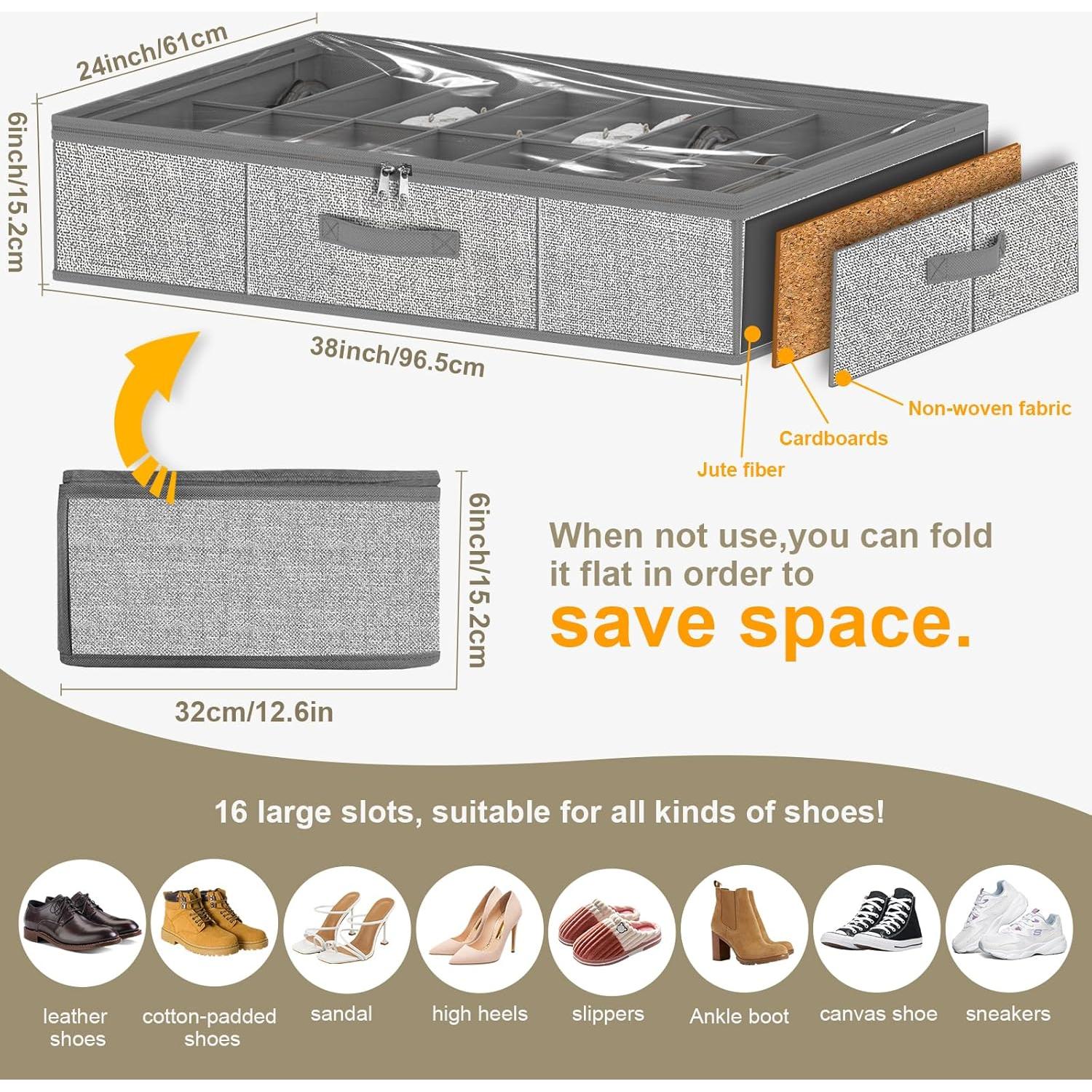 Organizador de Zapatos Homyfort para 32 Pares Gris Set de 2