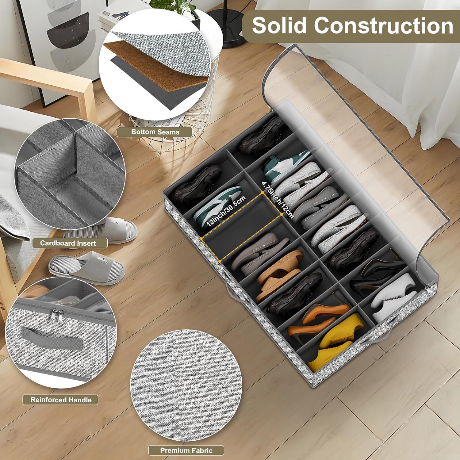 Organizador de Zapatos Homyfort para 32 Pares Gris Set de 2