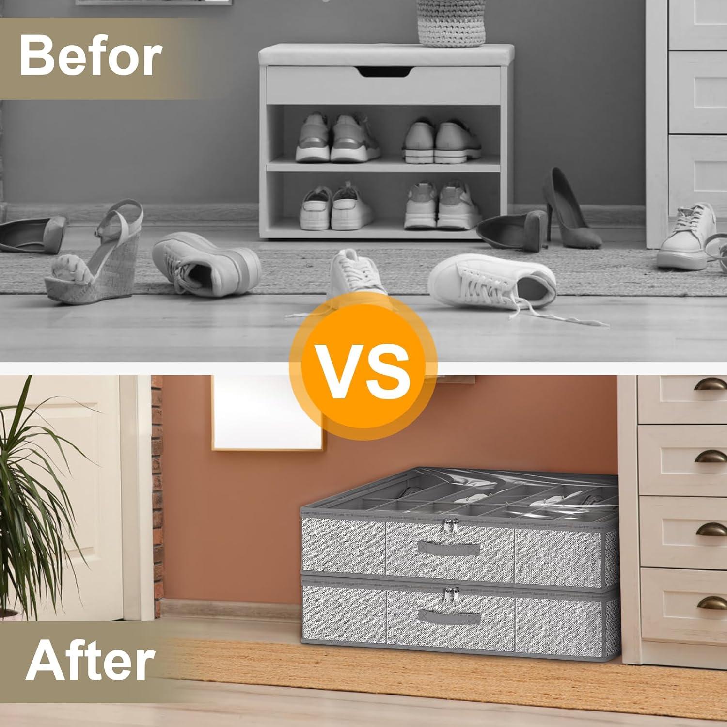 Organizador de Zapatos Homyfort para 32 Pares Gris Set de 2