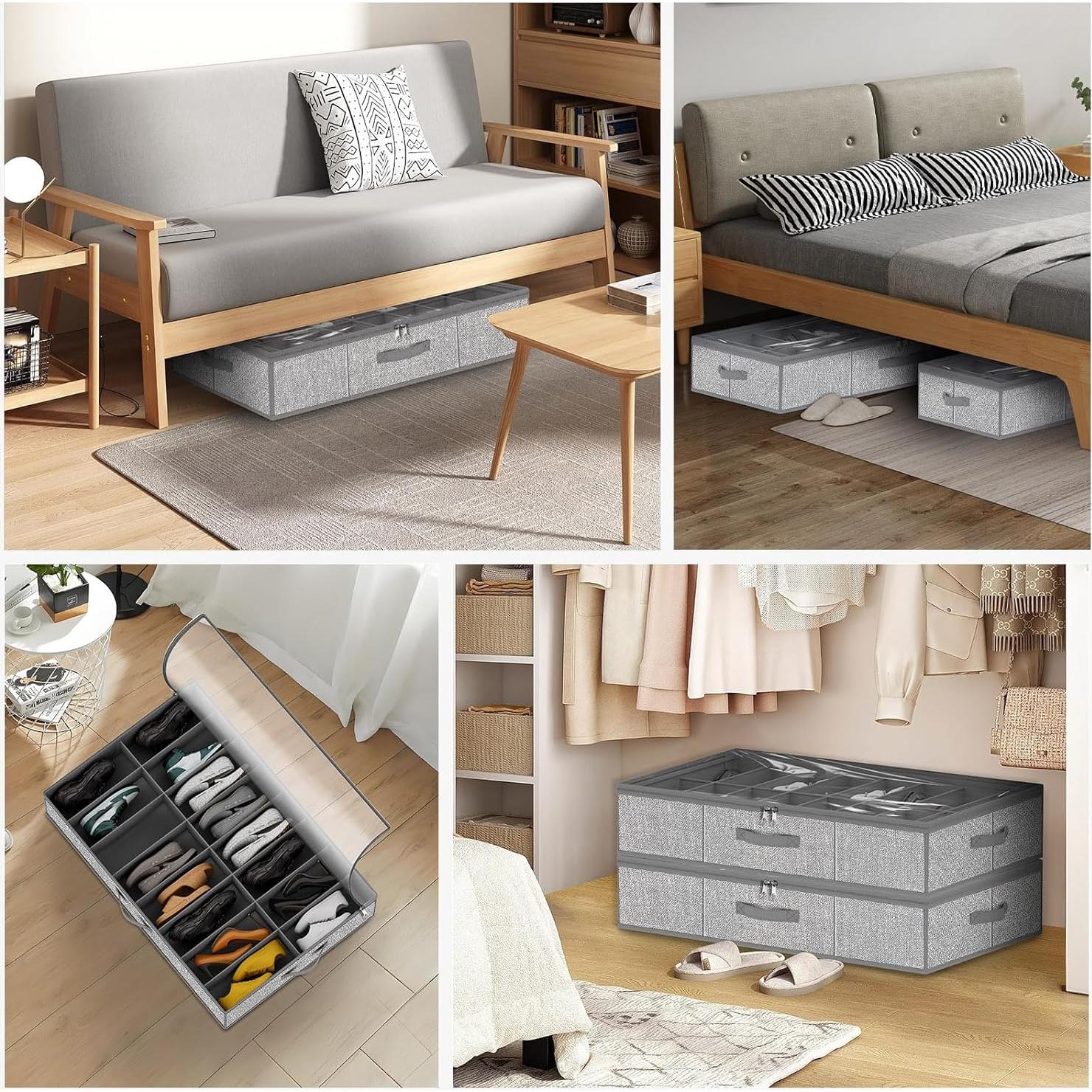 Organizador de Zapatos Homyfort para 32 Pares Gris Set de 2