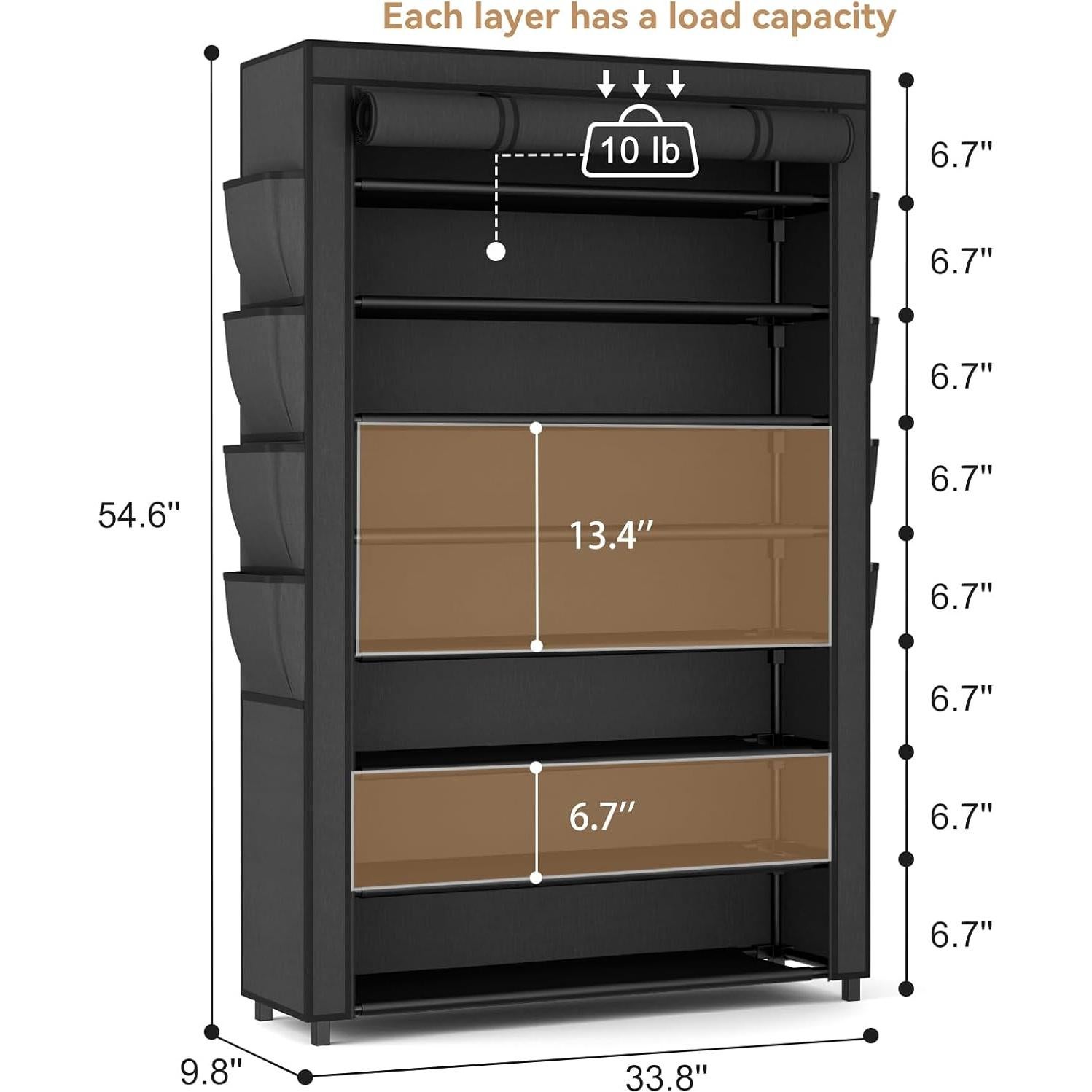 Estante para Zapatos VILICK 8 Niveles Organizador Negro