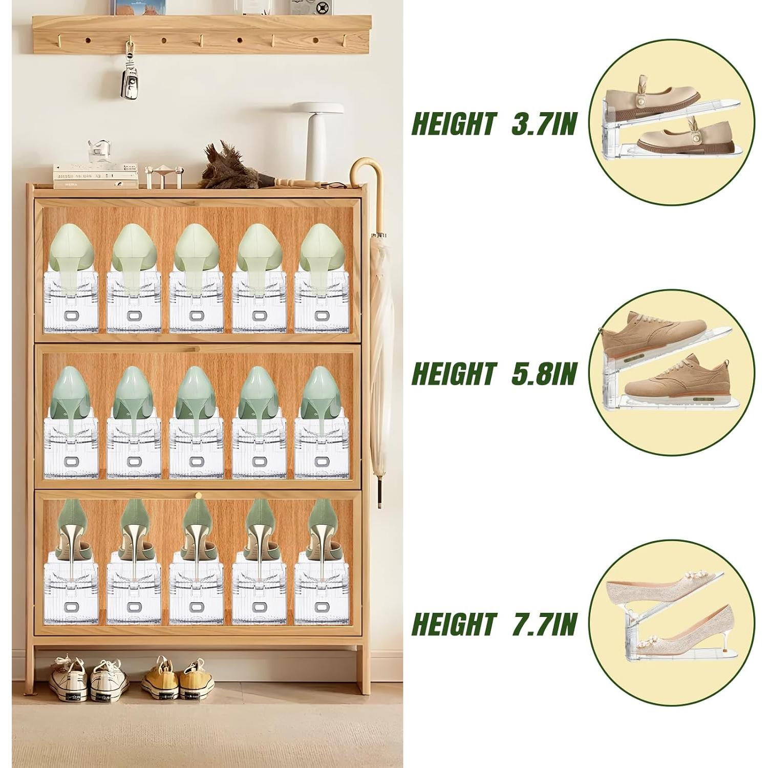 Organizador de Zapatos Transparente MOVDEET 12 Piezas Ajustable