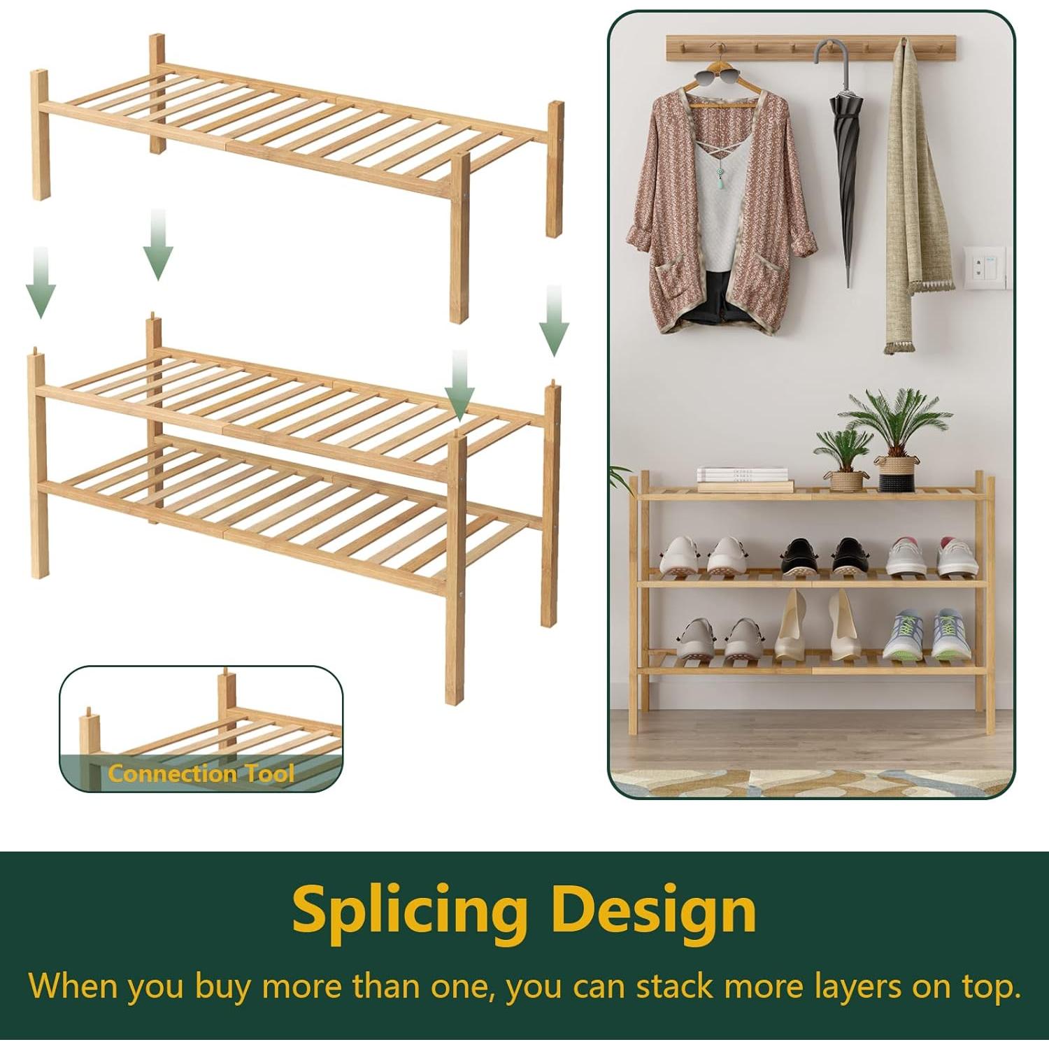 Estante para Zapatos de 3 Niveles Z&L HOUSE de Bambú