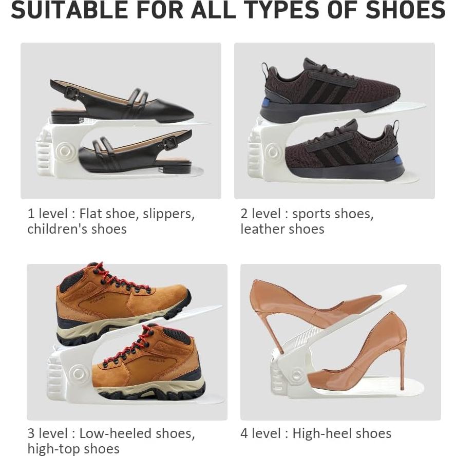 Organizador de Zapatos Monlity - Paquete de 20 Apiladores Ajustables