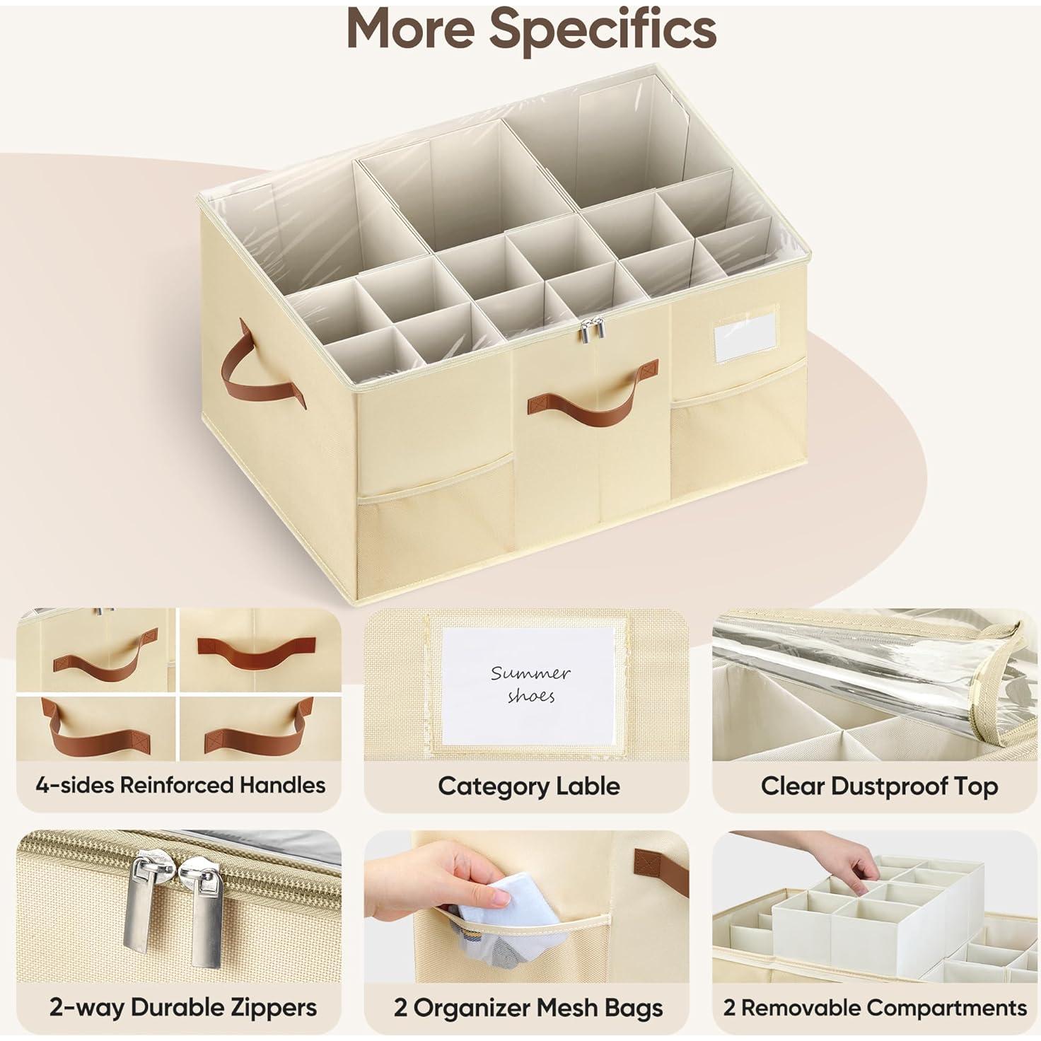 Organizador de Zapatos MSTONAL 2 Paquetes Beige 24 Compartimentos