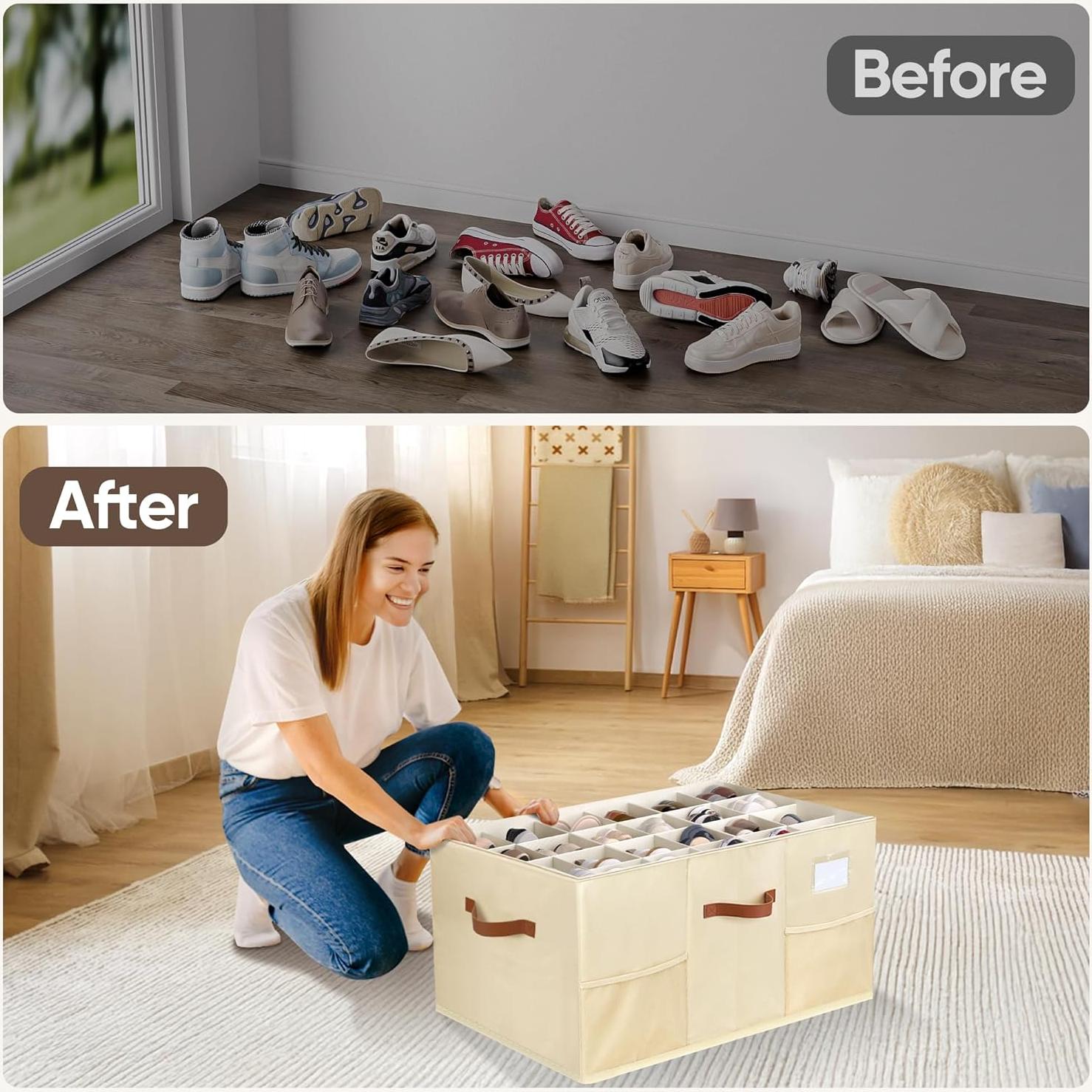 Organizador de Zapatos MSTONAL 2 Paquetes Beige 24 Compartimentos