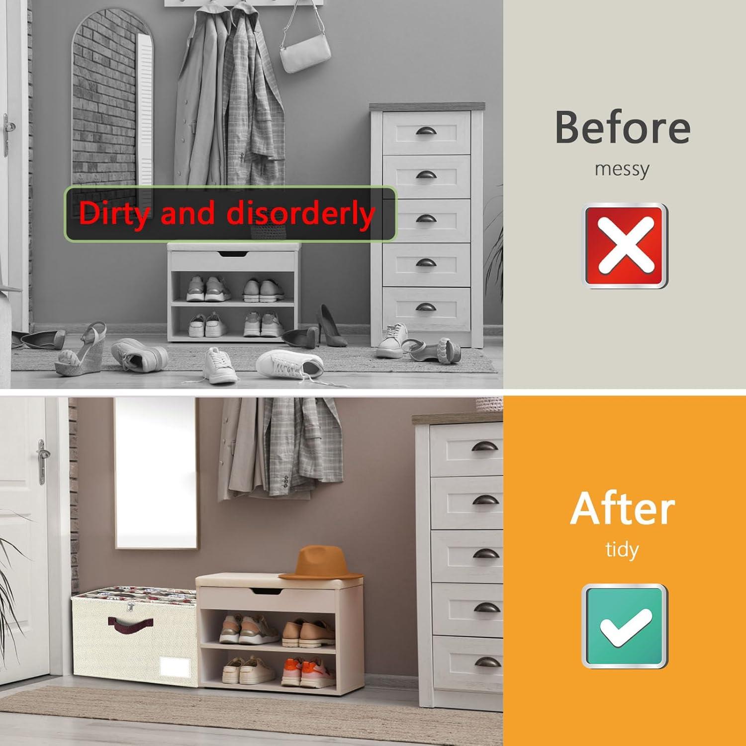 Organizador de Zapatos VERONLY Beige - 2 Cajas Plegables 32 Pares