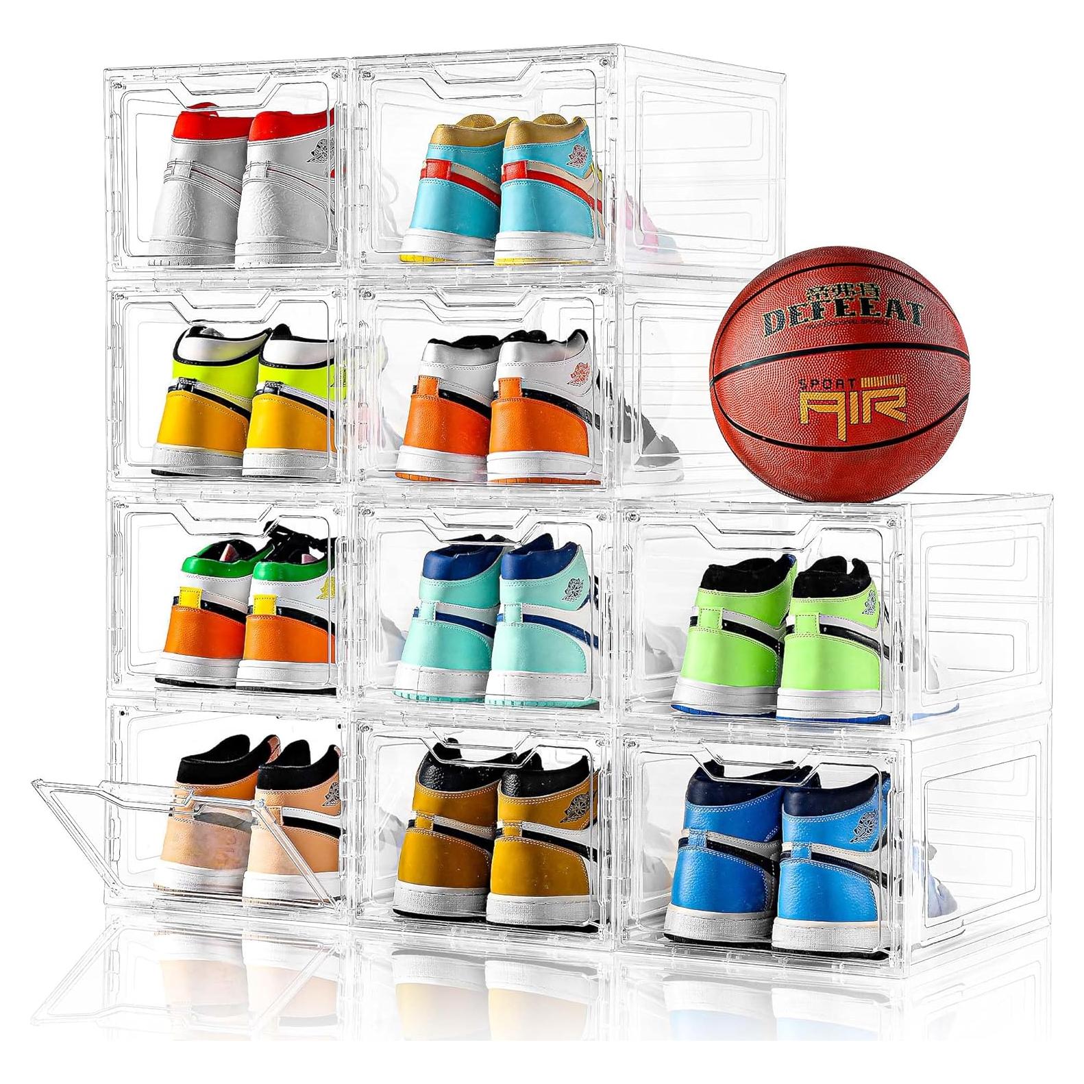 Paquete de 10 cajas apilables para zapatos Stebopum claras