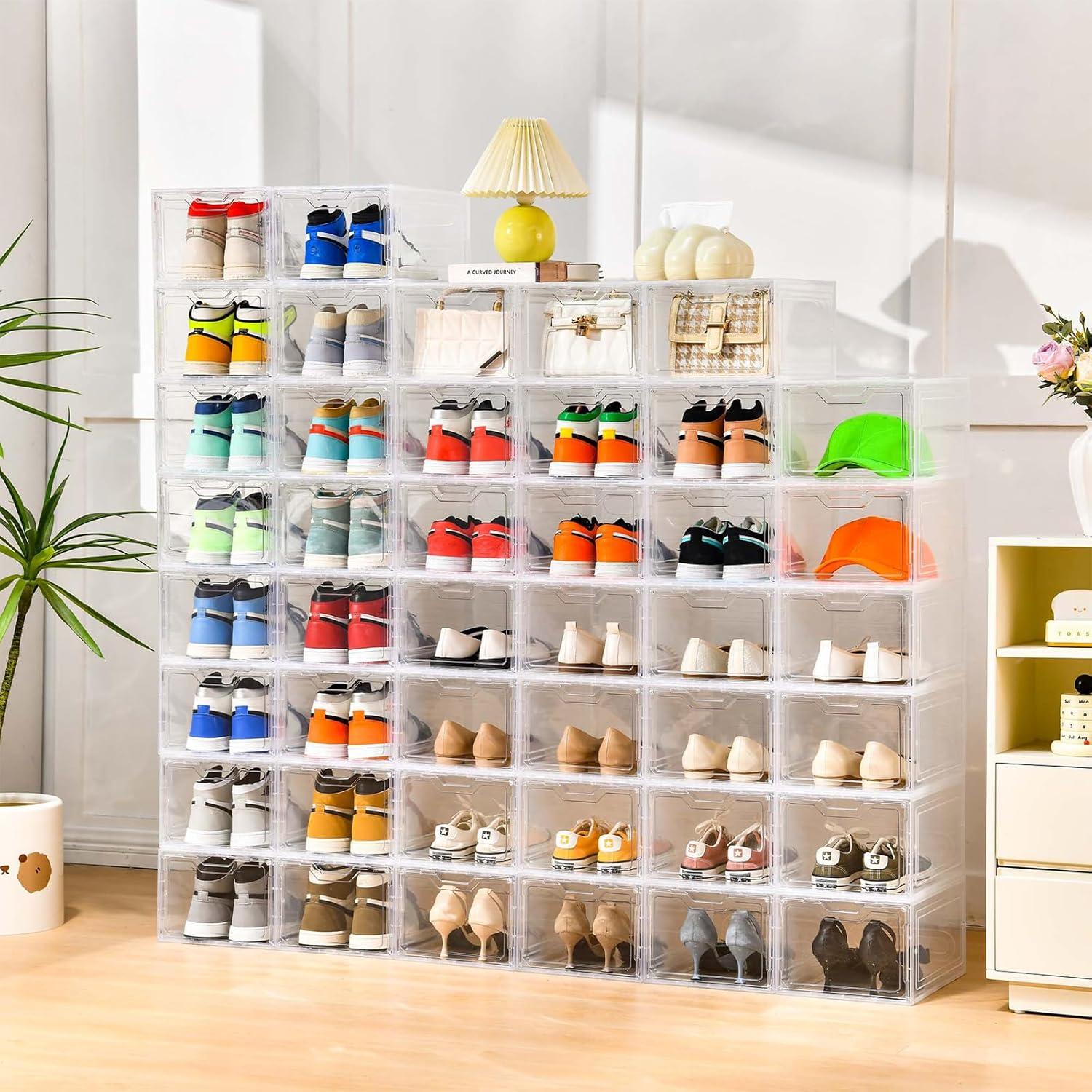 Paquete de 10 cajas apilables para zapatos Stebopum claras