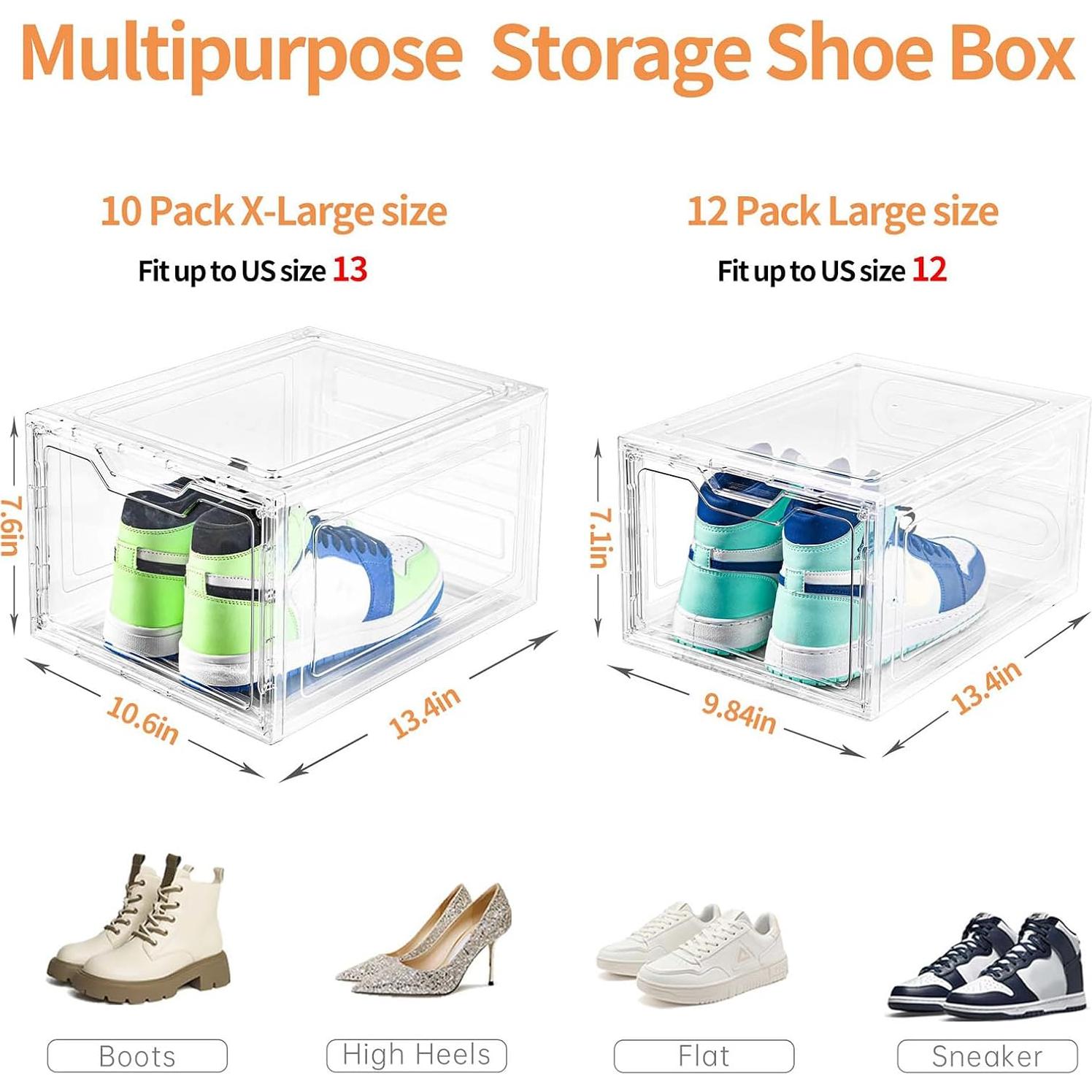 Paquete de 10 cajas apilables para zapatos Stebopum claras