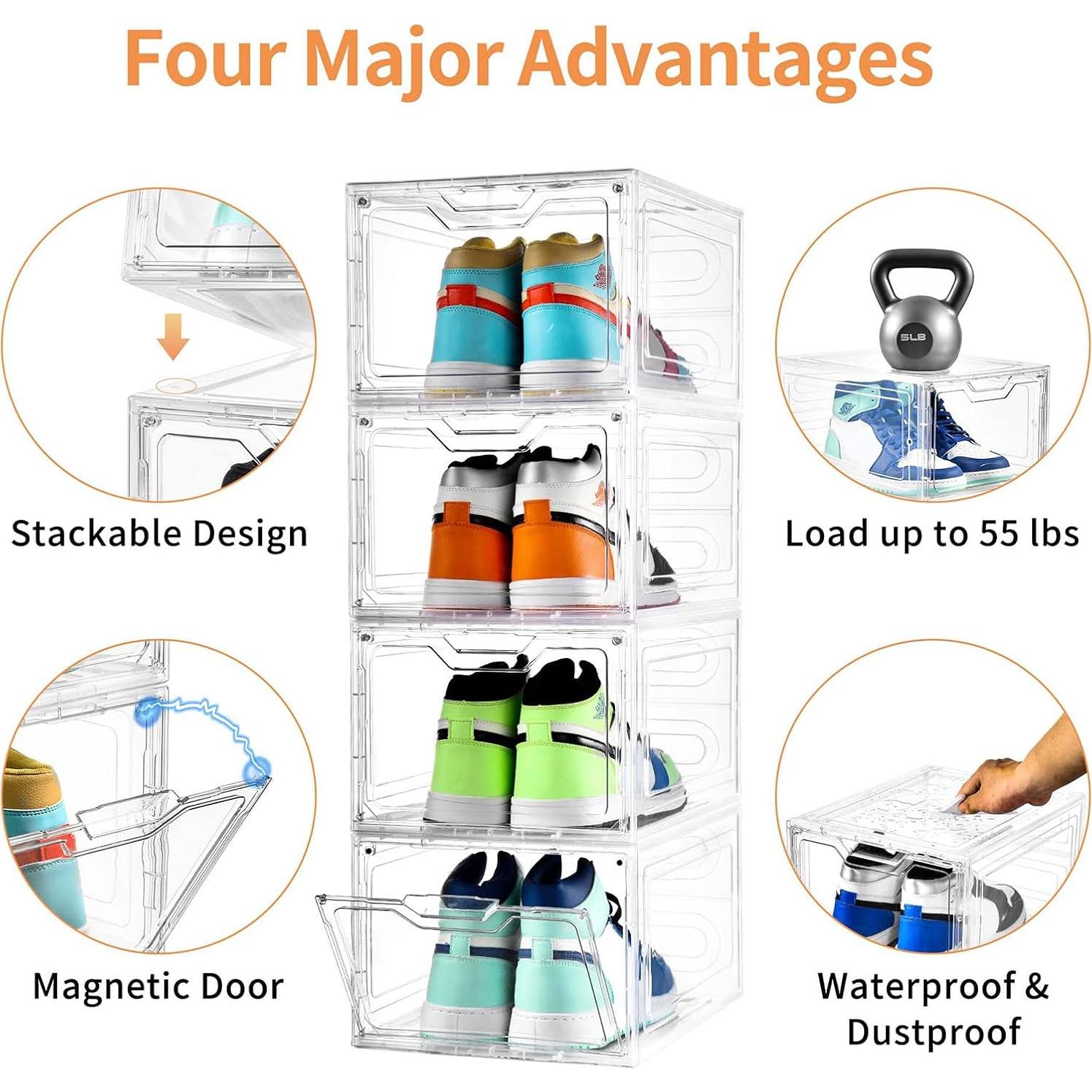 Paquete de 10 cajas apilables para zapatos Stebopum claras