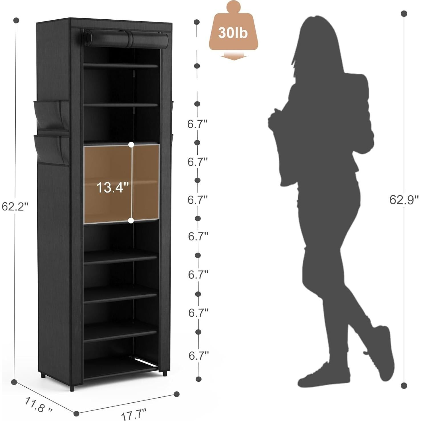 Organizador de Zapatos VILICK 10 Niveles con Cubierta Negra