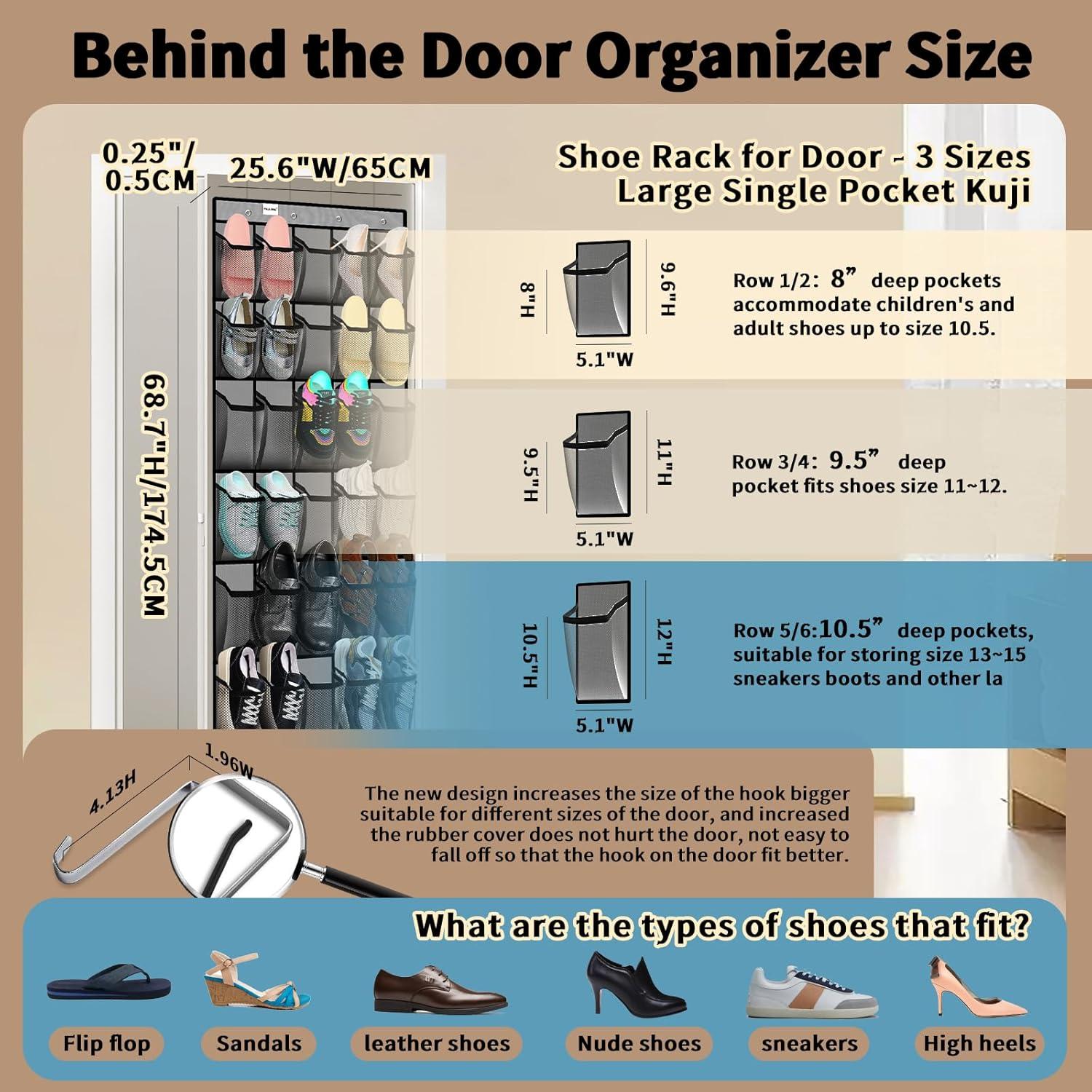 Organizador de Zapatos PAULONE Colgante 30 Bolsillos Gris