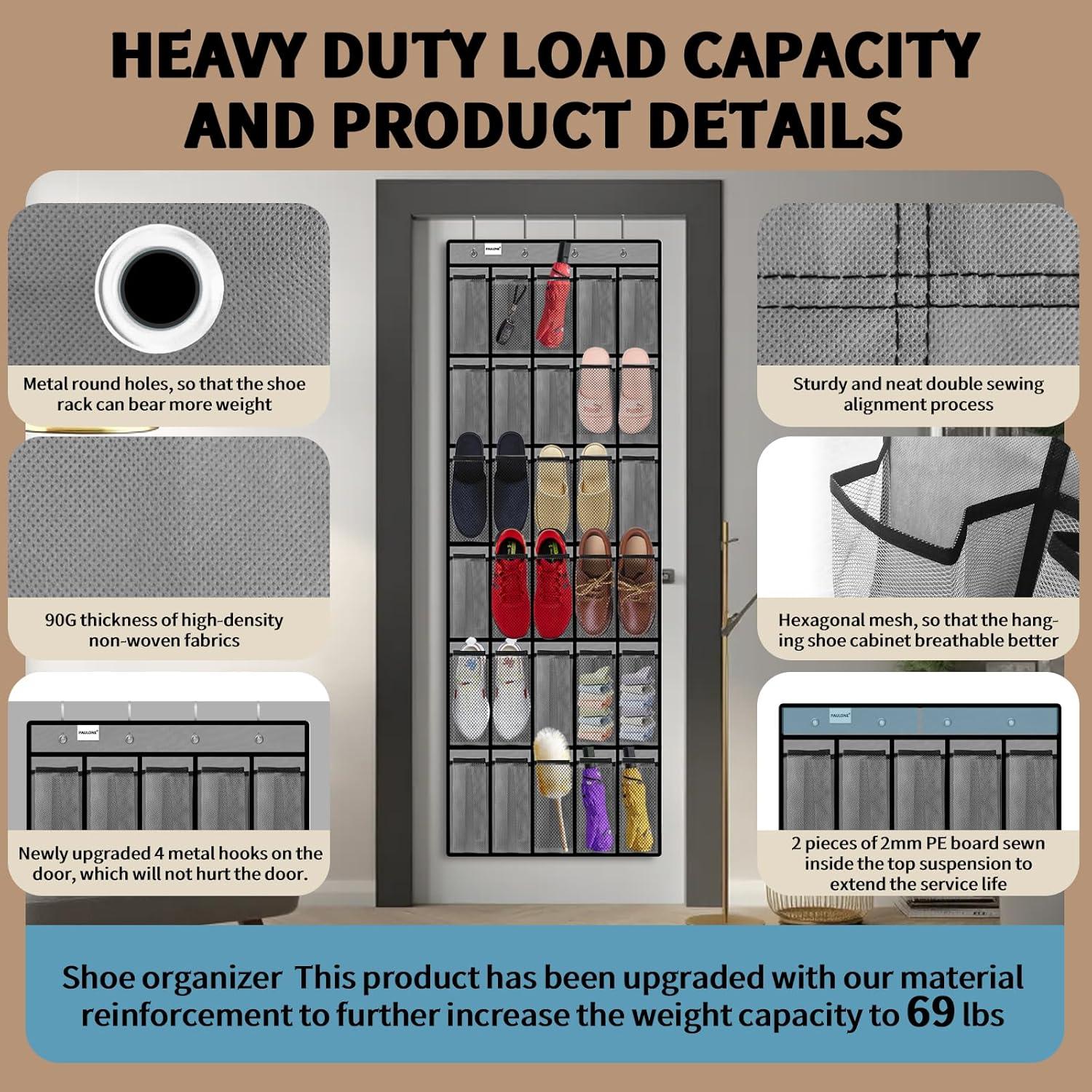 Organizador de Zapatos PAULONE Colgante 30 Bolsillos Gris