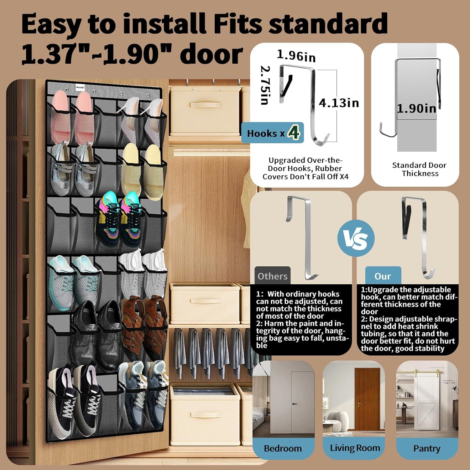 Organizador de Zapatos PAULONE Colgante 30 Bolsillos Gris