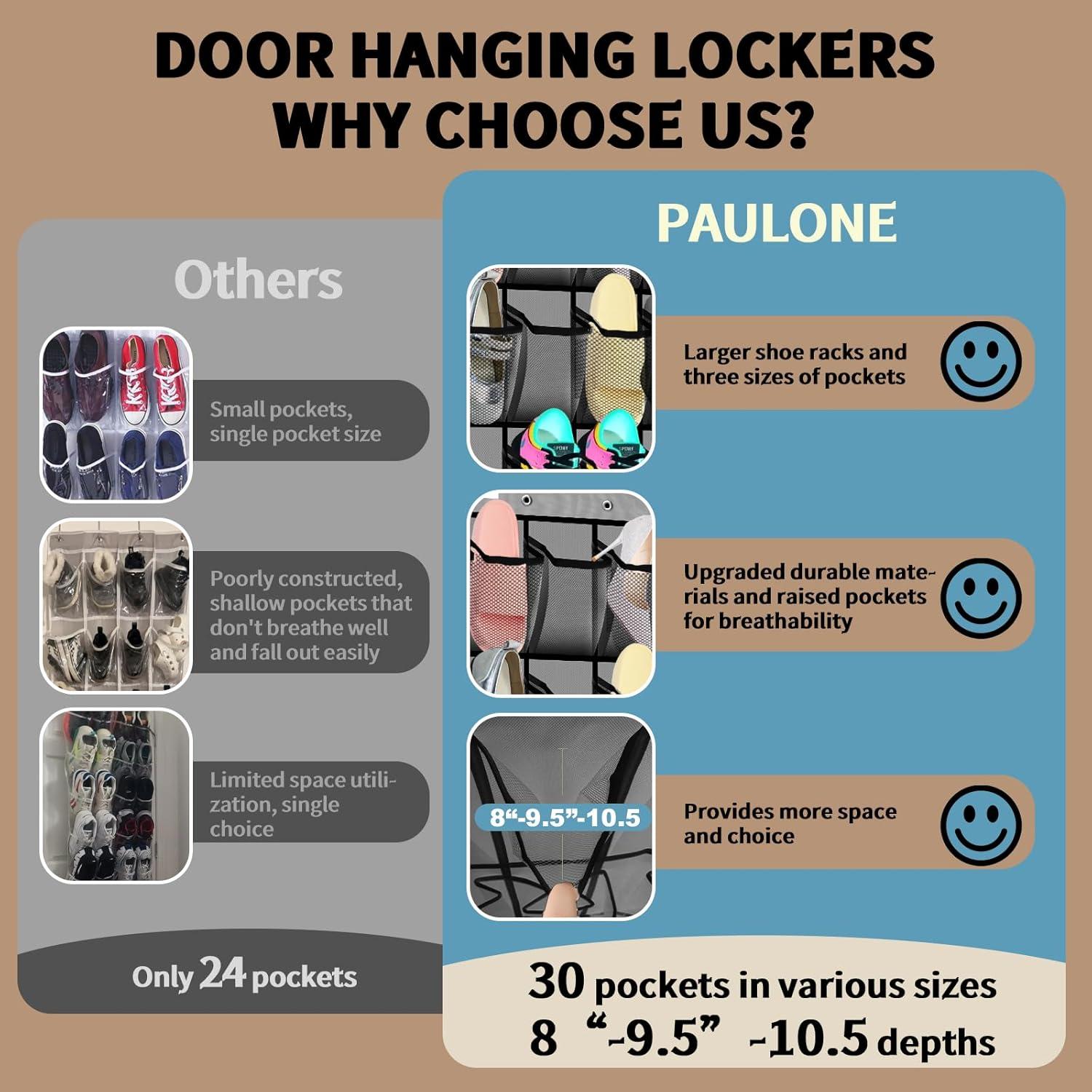 Organizador de Zapatos PAULONE Colgante 30 Bolsillos Gris