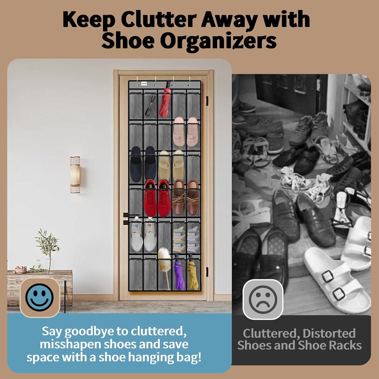 Organizador de Zapatos PAULONE Colgante 30 Bolsillos Gris