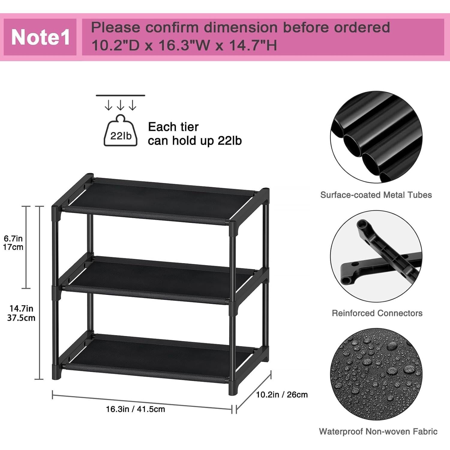 Organizador de Zapatos Pequeño Autonomier 3 Niveles 41.4x25.9cm