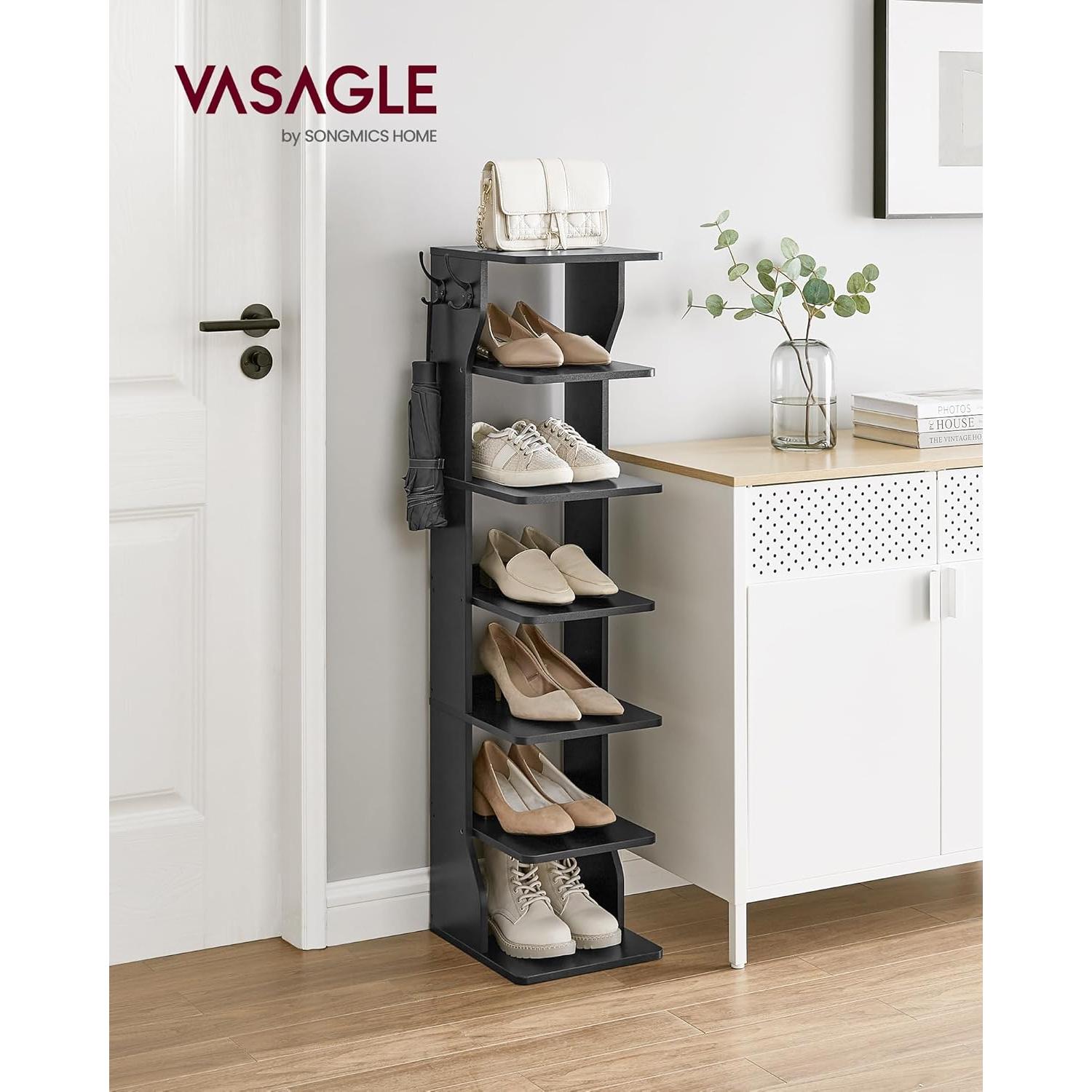 Estante Vertical para Zapatos VASAGLE 7 Niveles Negro