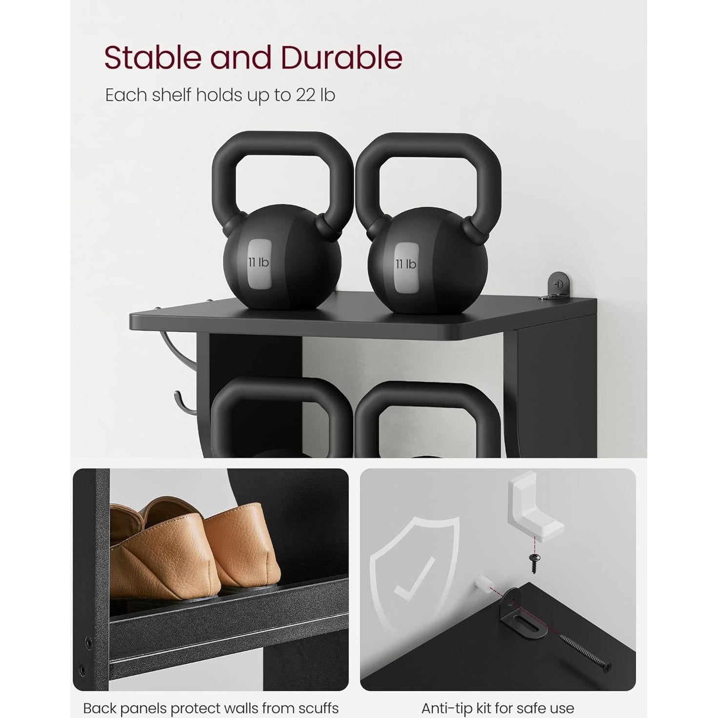 Estante Vertical para Zapatos VASAGLE 7 Niveles Negro