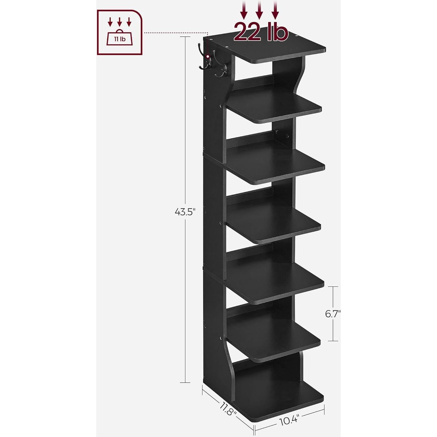 Estante Vertical para Zapatos VASAGLE 7 Niveles Negro