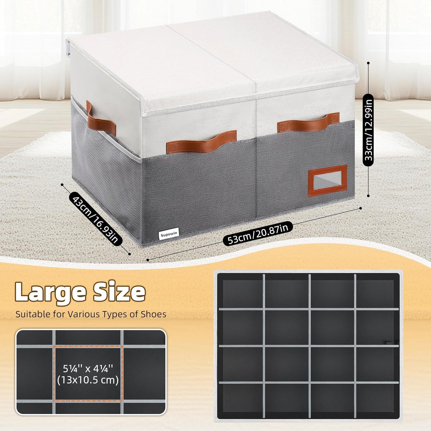 Organizador de Zapatos Supowin Plegable 16 Pares Gris