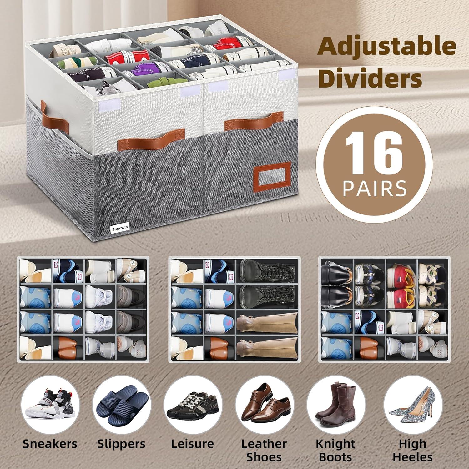 Organizador de Zapatos Supowin Plegable 16 Pares Gris