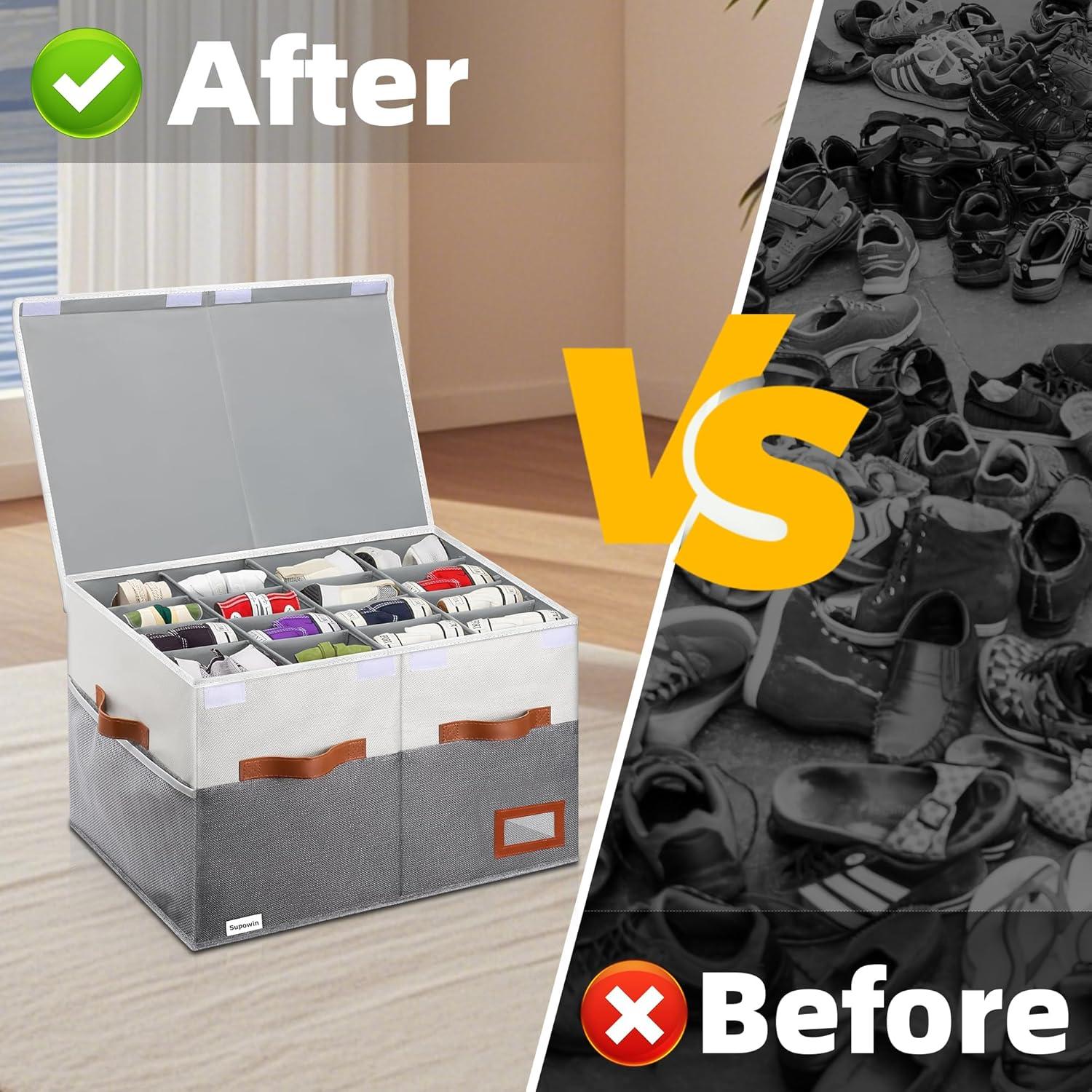 Organizador de Zapatos Supowin Plegable 16 Pares Gris