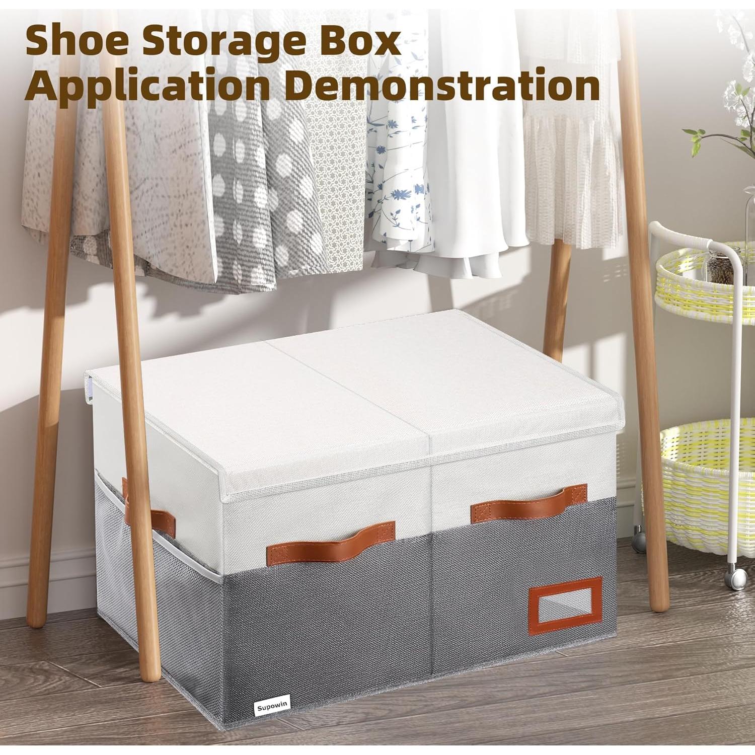 Organizador de Zapatos Supowin Plegable 16 Pares Gris