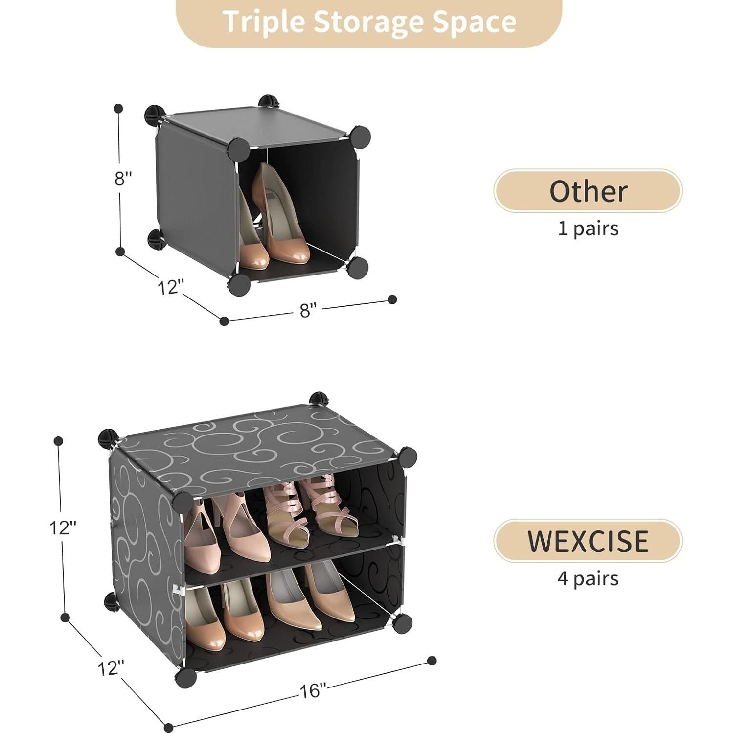 Organizador de Zapatos WEXCISE 96 Pares Ajustable Negro